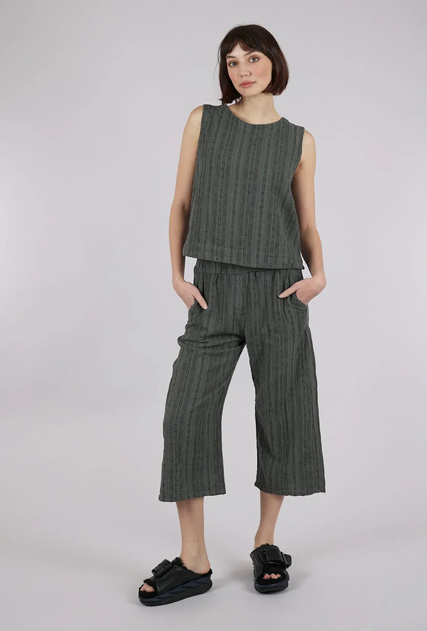 Bumpy Stripe Linen Shell, Clay Good value and affordable