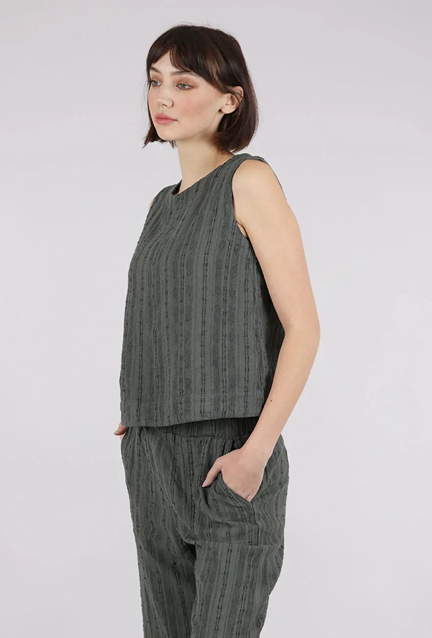 Bumpy Stripe Linen Shell, Clay Good value and affordable