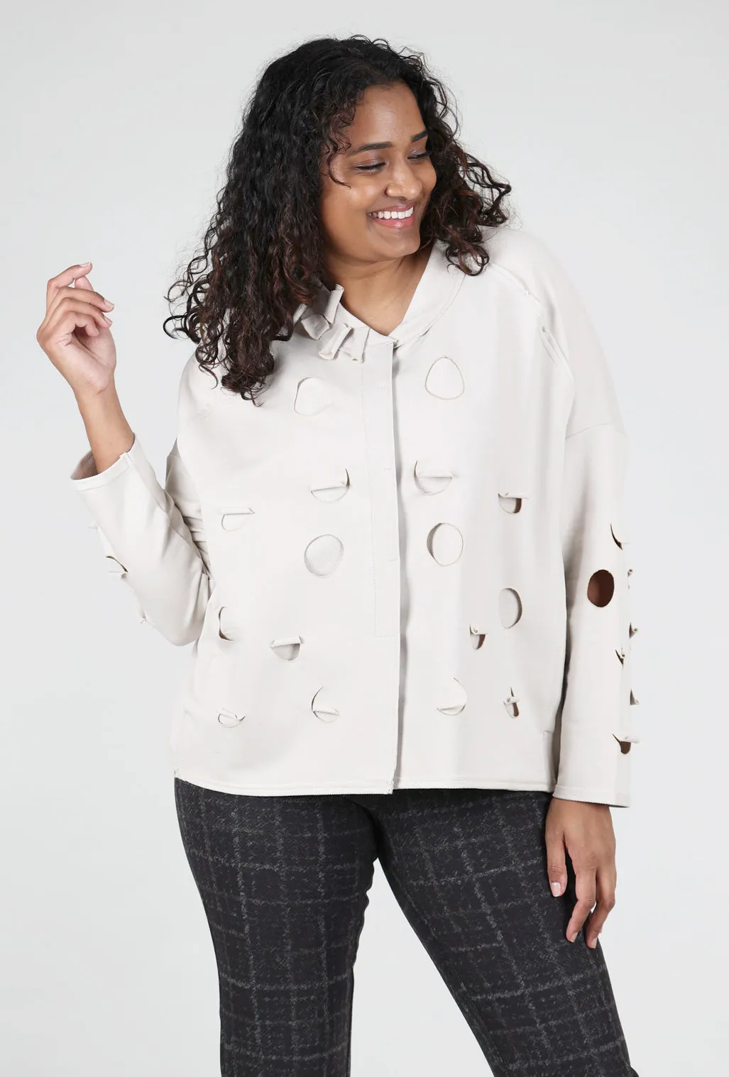 divers Burnout Dot Knit Jacket, Stone