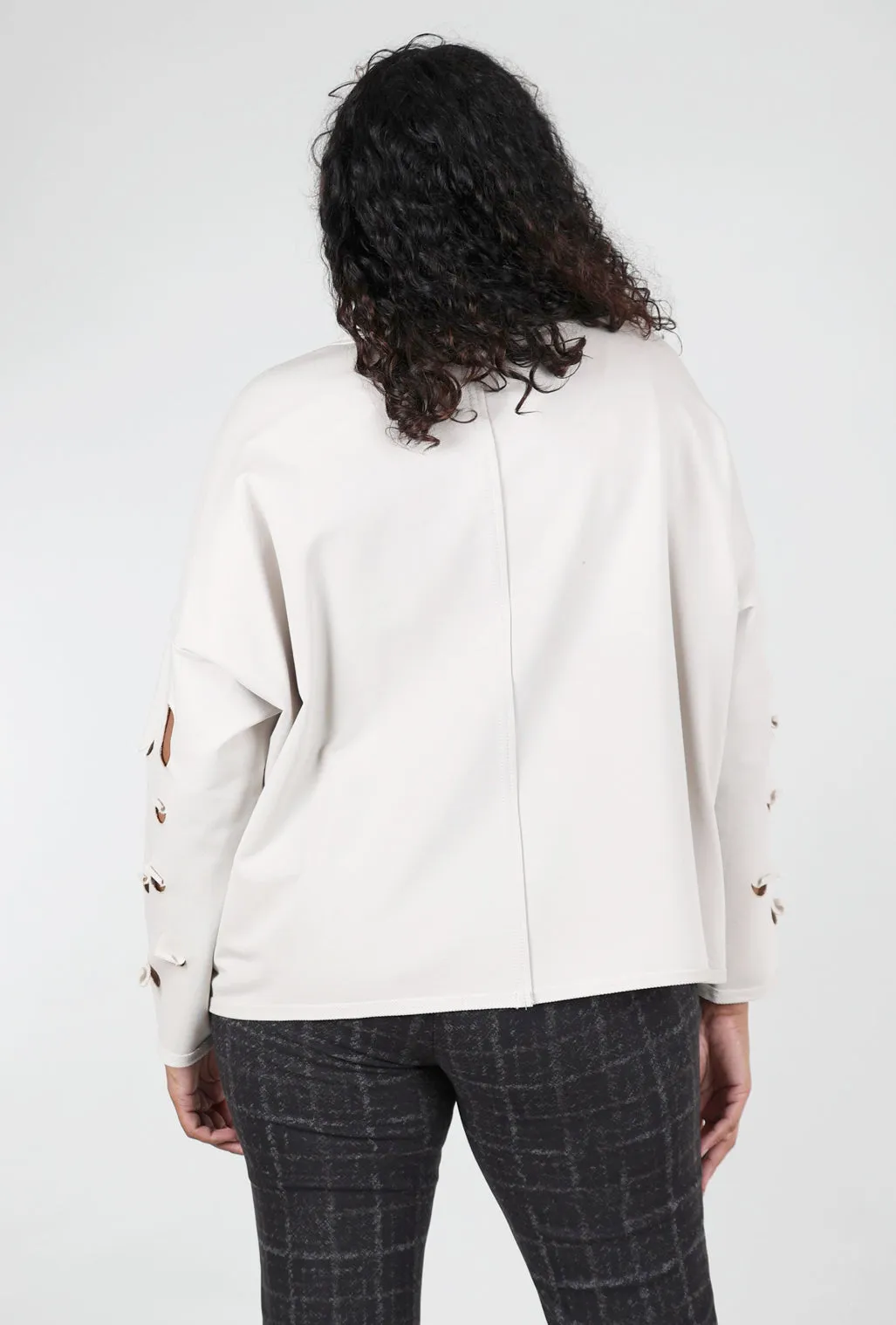 Burnout Dot Knit Jacket, Stone Denim Fabric