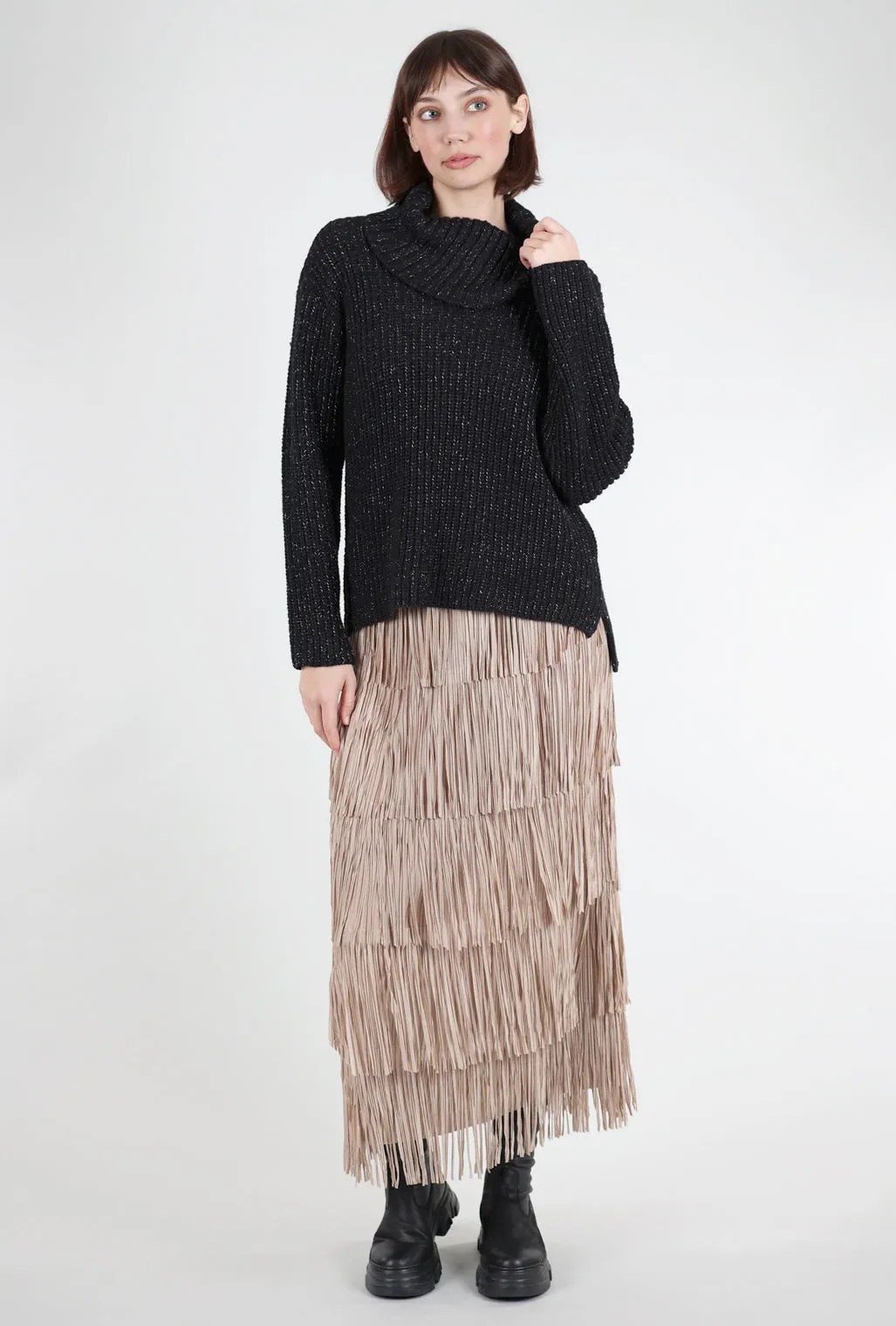 Business casual Snow Bunny Shaker Stitch Sweater, Black