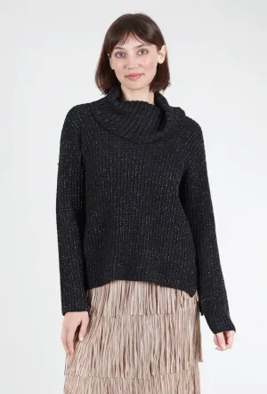 Snow Bunny Shaker Stitch Sweater, Black Smart sweater for work