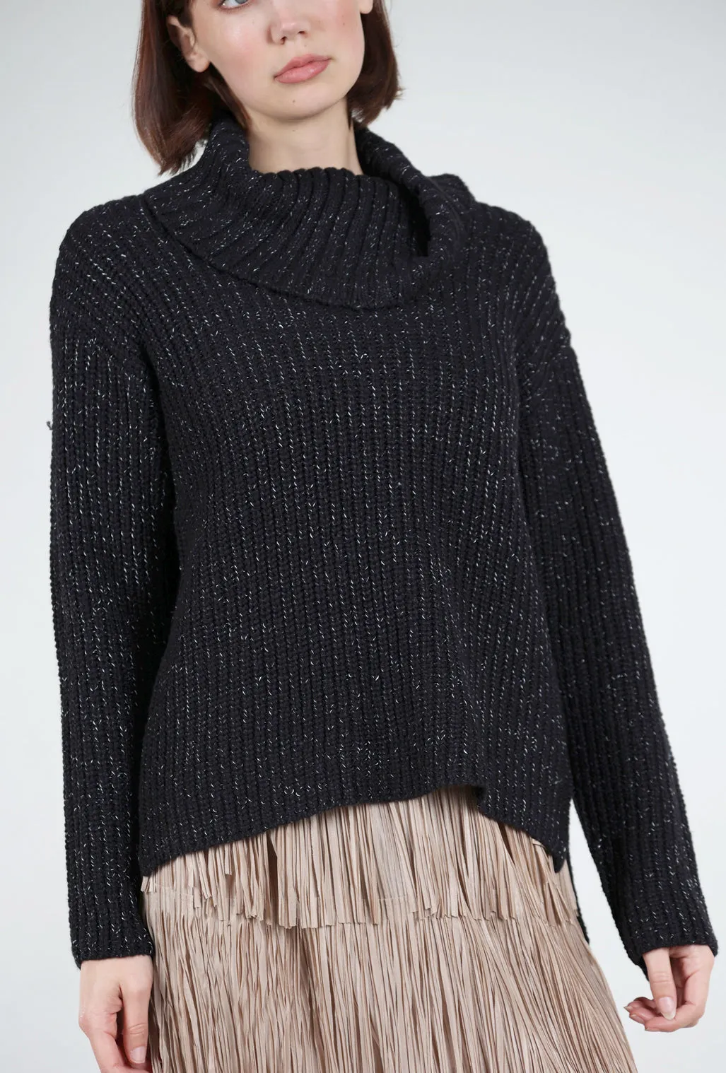 Business casual Snow Bunny Shaker Stitch Sweater, Black