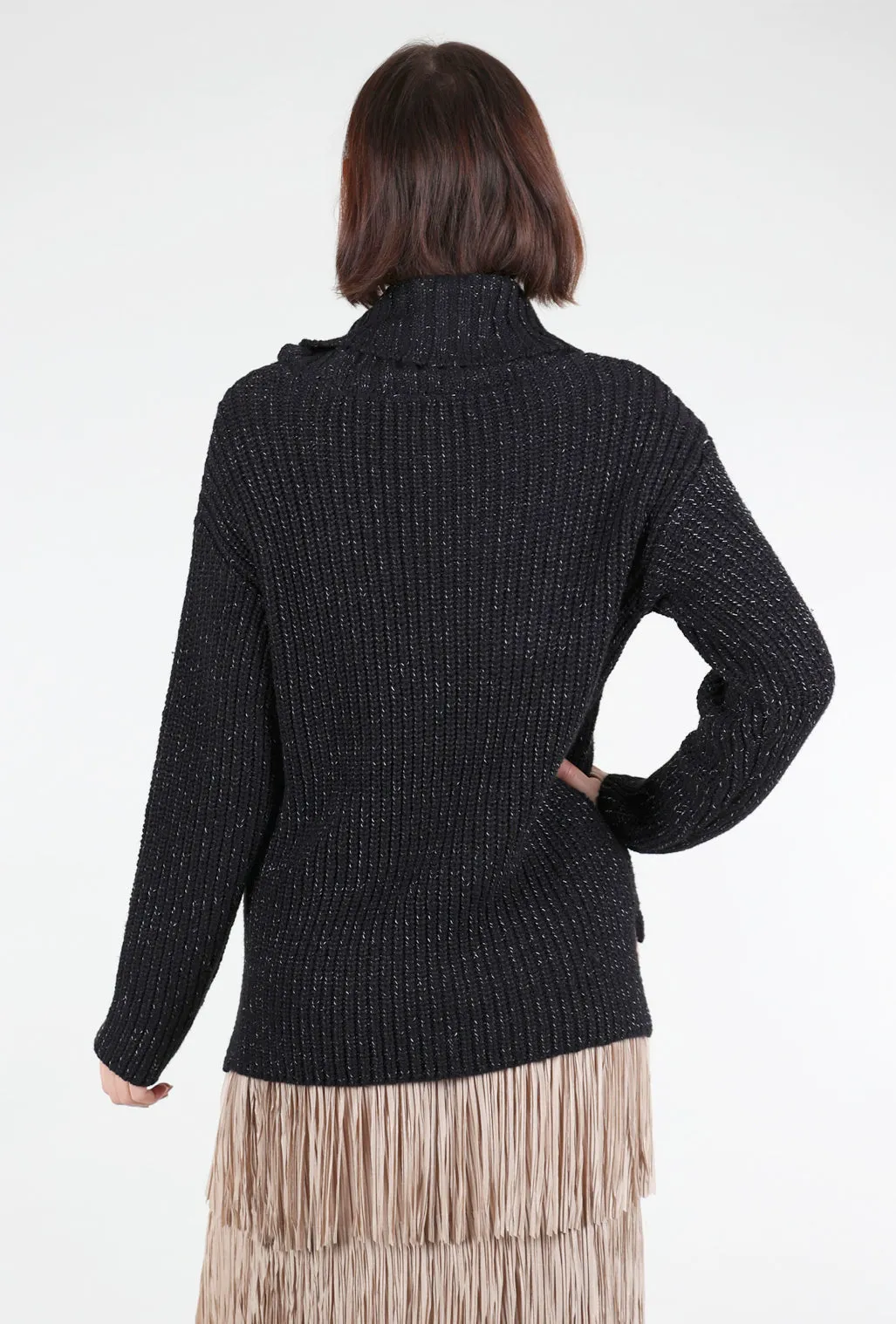 Business casual Snow Bunny Shaker Stitch Sweater, Black