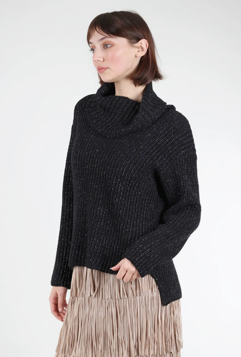 Business casual Snow Bunny Shaker Stitch Sweater, Black