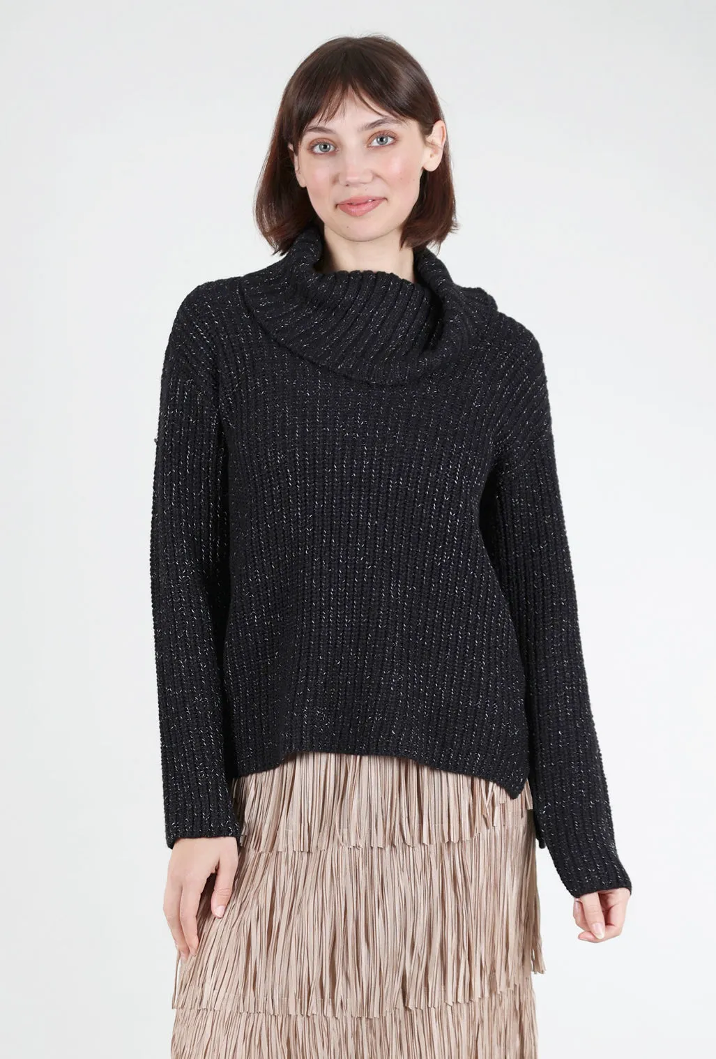 Snow Bunny Shaker Stitch Sweater, Black Daily knitwear