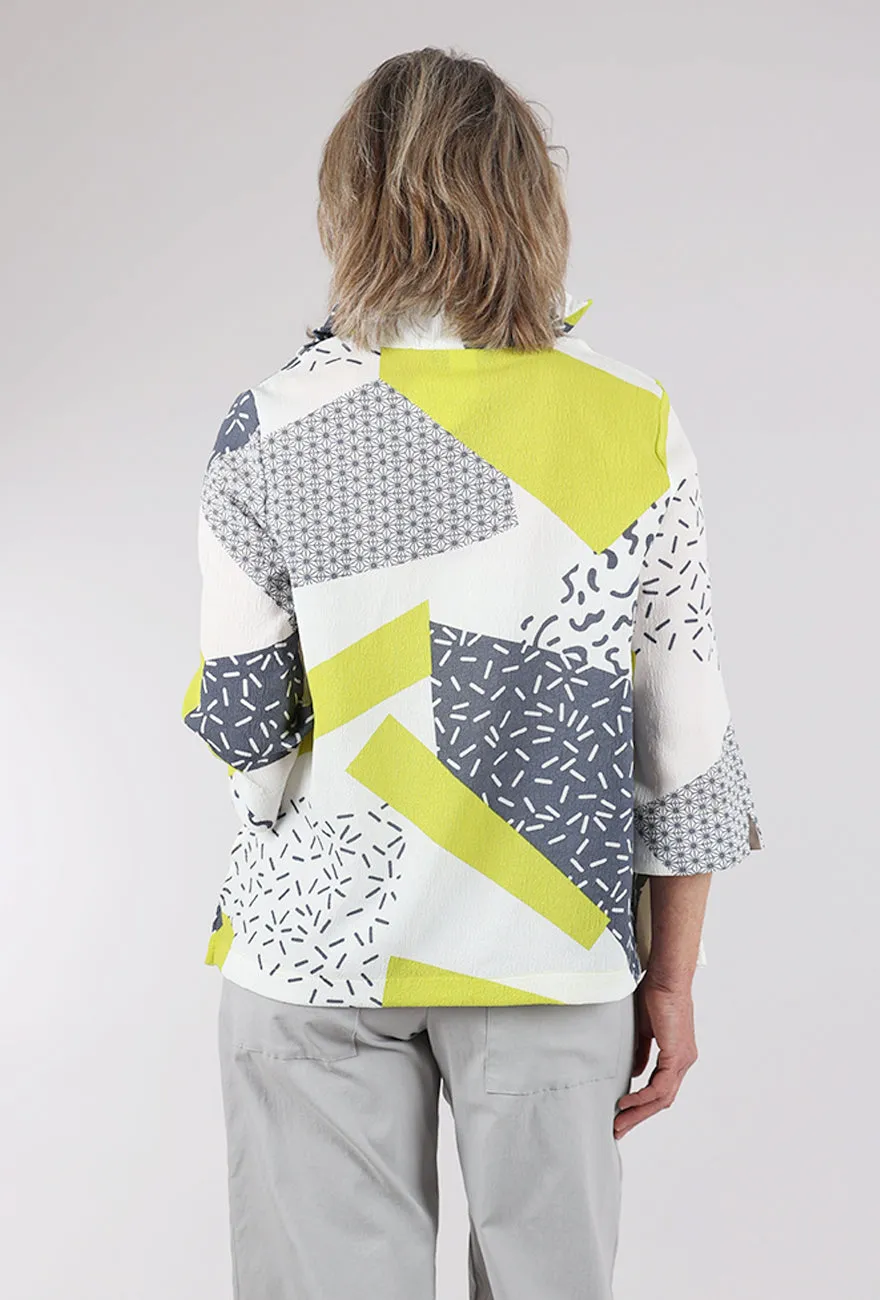 Business casual Swing Crepe Shirt, Lime/Gray