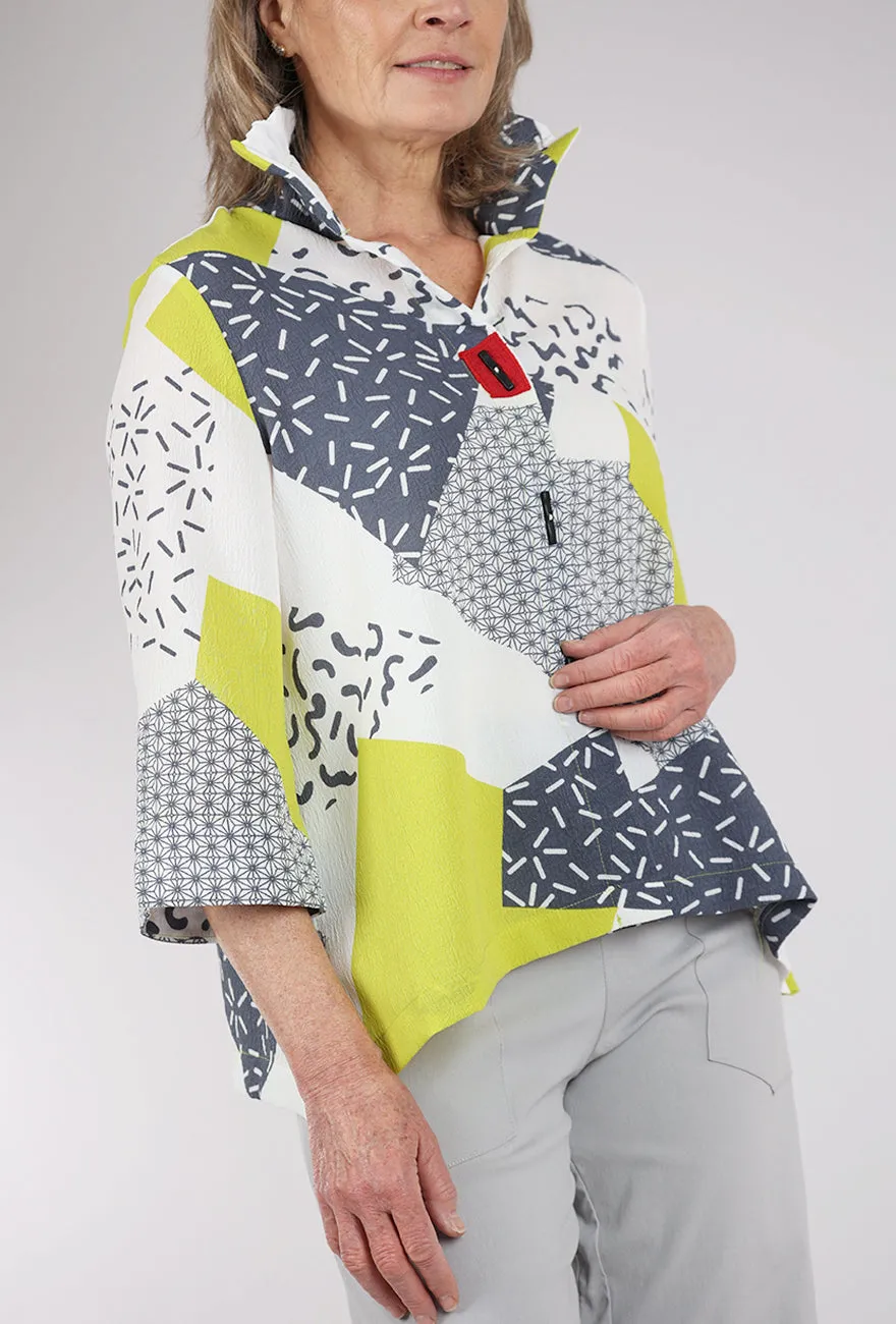 Business casual Swing Crepe Shirt, Lime/Gray