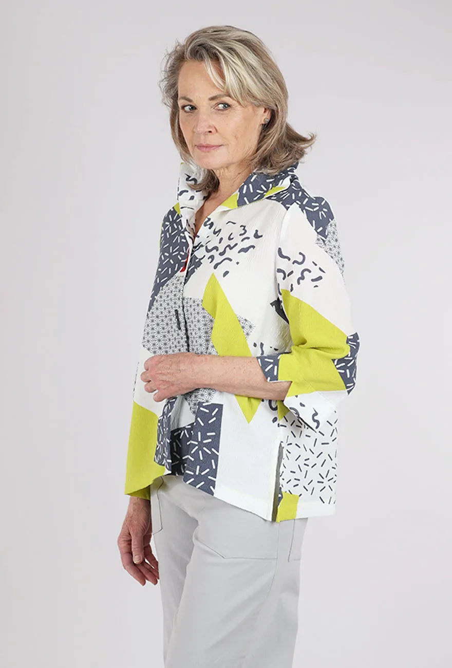 Business casual Swing Crepe Shirt, Lime/Gray