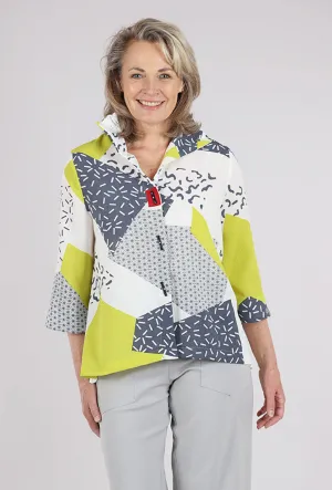 Swing Crepe Shirt, Lime/Gray Weekend Adventure