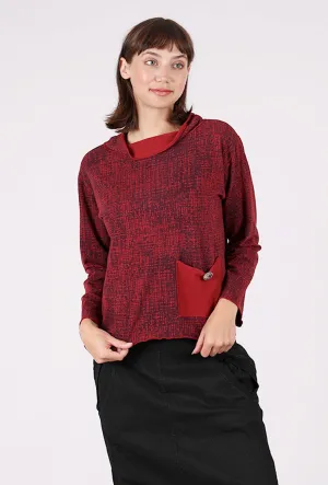 Versatile Polka Dot Button Detail Print Yoga Top, Merlot