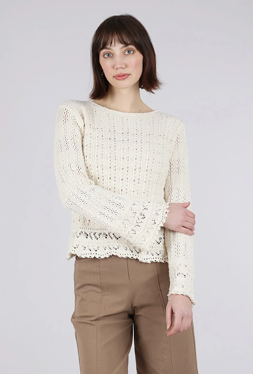 Bell Sleeve Pullover, Ivory Casual fall sweater