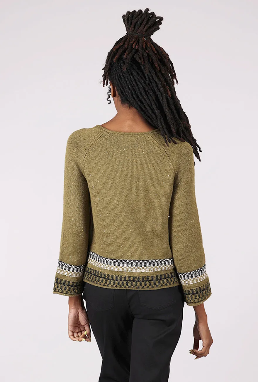 Button Style Chic Chalet Pullover, Avocado