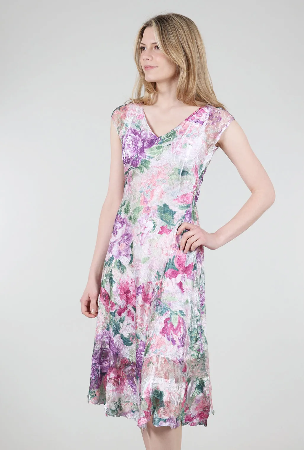 Cable Knit Cap Sleeve V Dress, Pink Pastel Dream