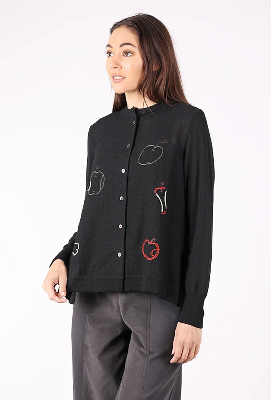 Cable Knit Vintage Newton Cardigan, Black