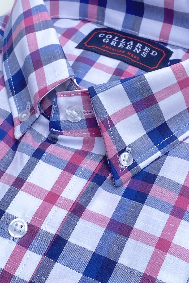 Canton: Brookline Button Down Shirt - Pink/Blue Full-sleeve garment Street Fashion