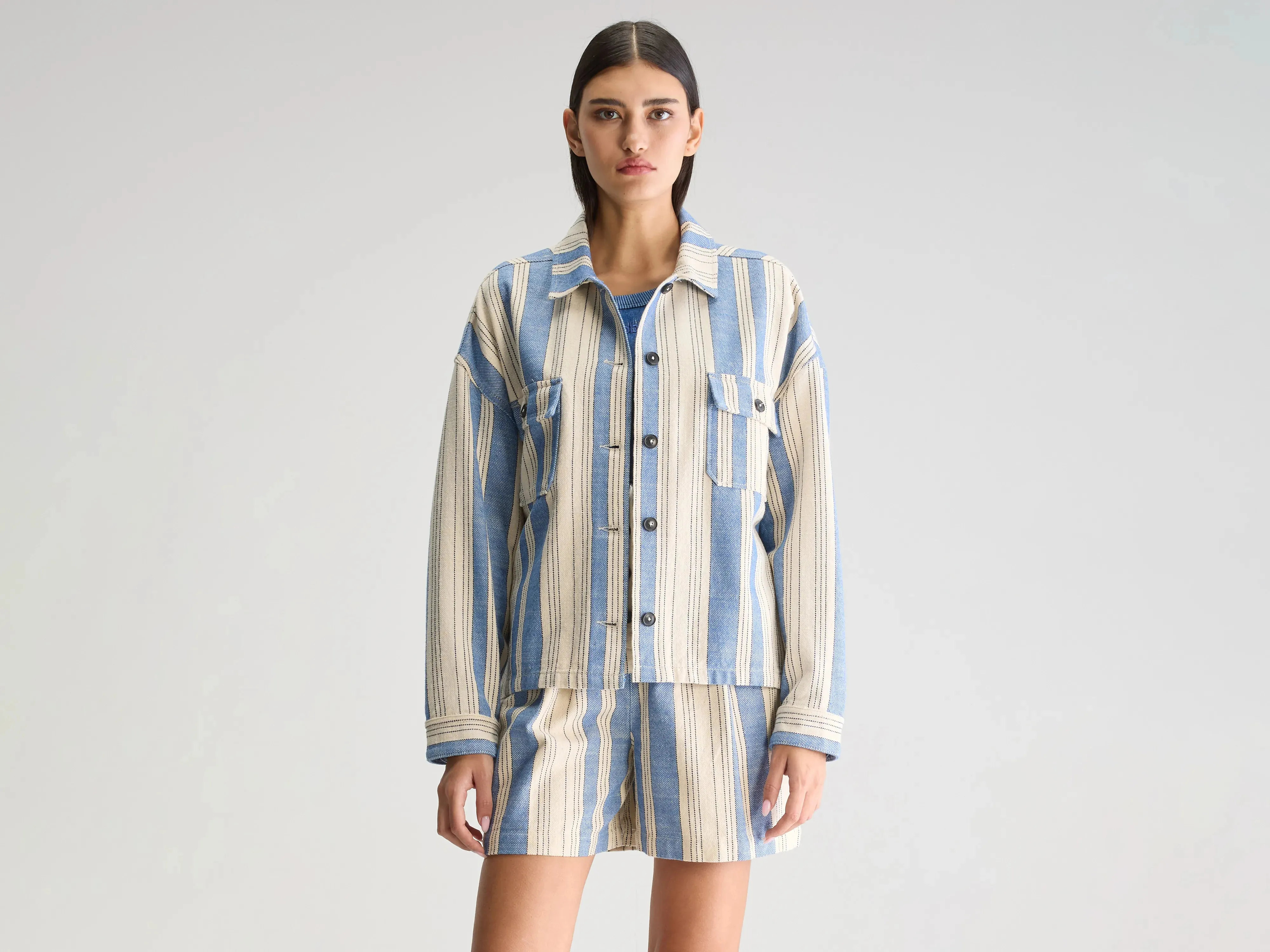 Puffer Design Crisp Walk Look Parrish relaxed overshirt (251 / W / STRIPE A)