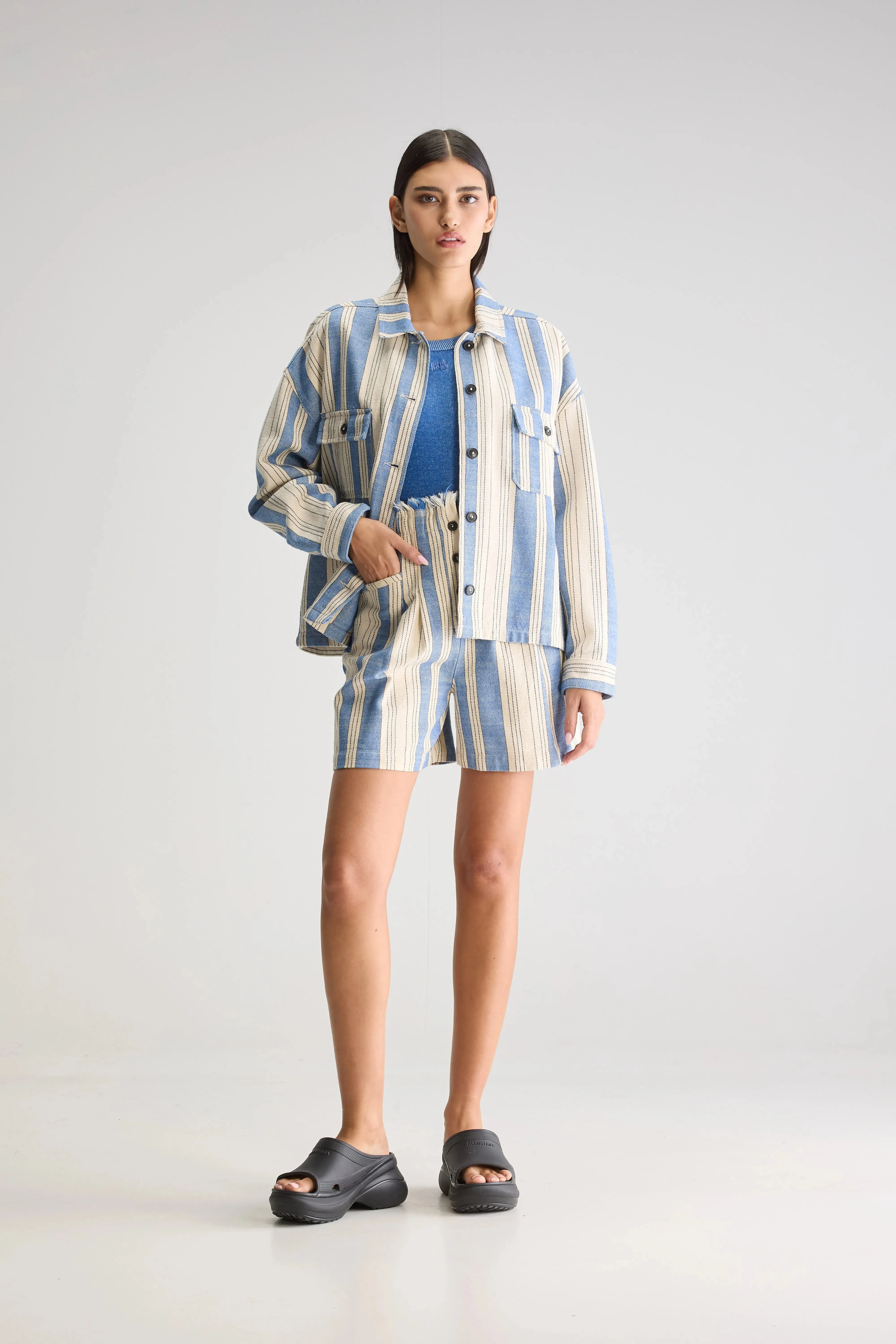 Canvas Construction Parrish relaxed overshirt (251 / W / STRIPE A)