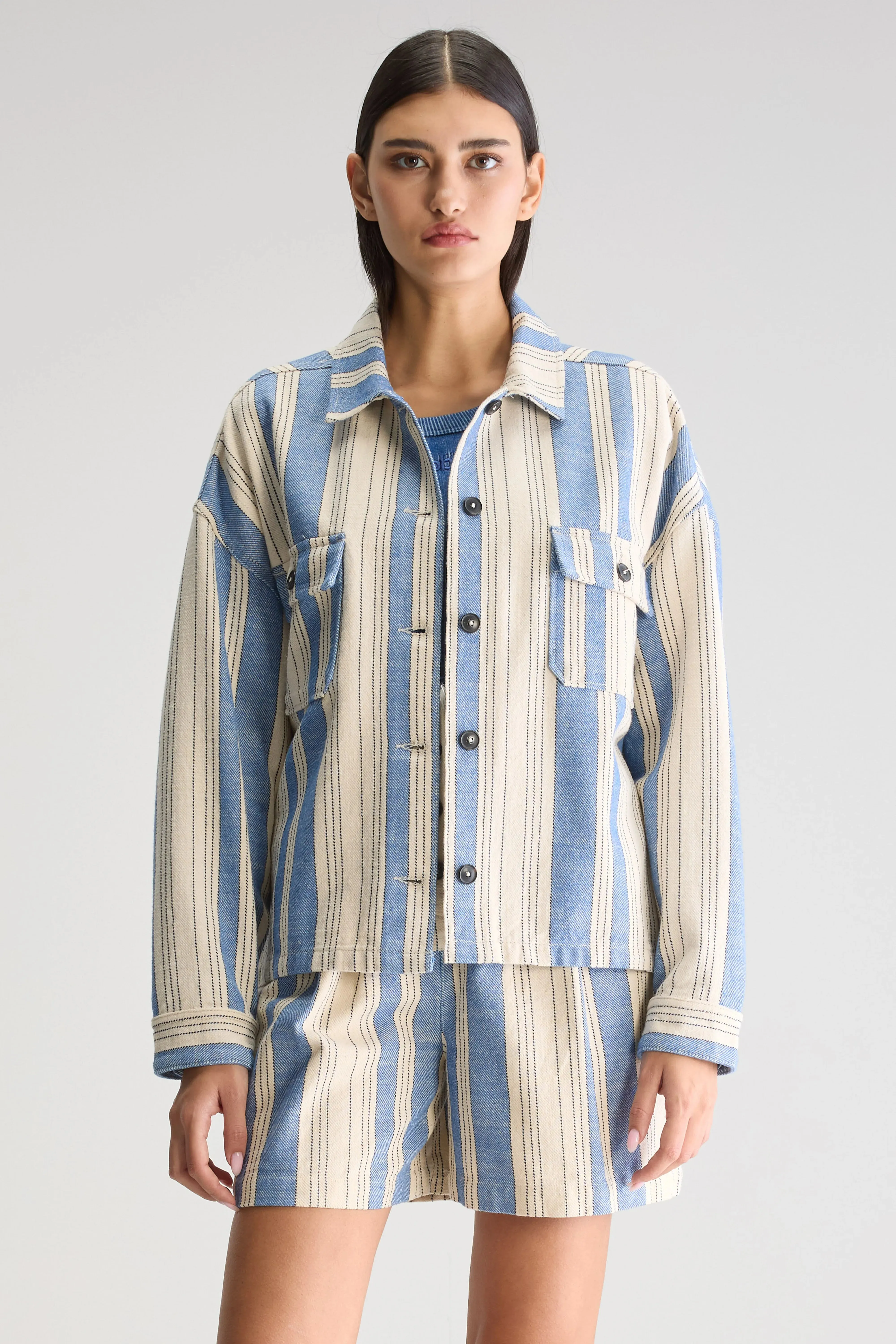 Canvas Construction Parrish relaxed overshirt (251 / W / STRIPE A)