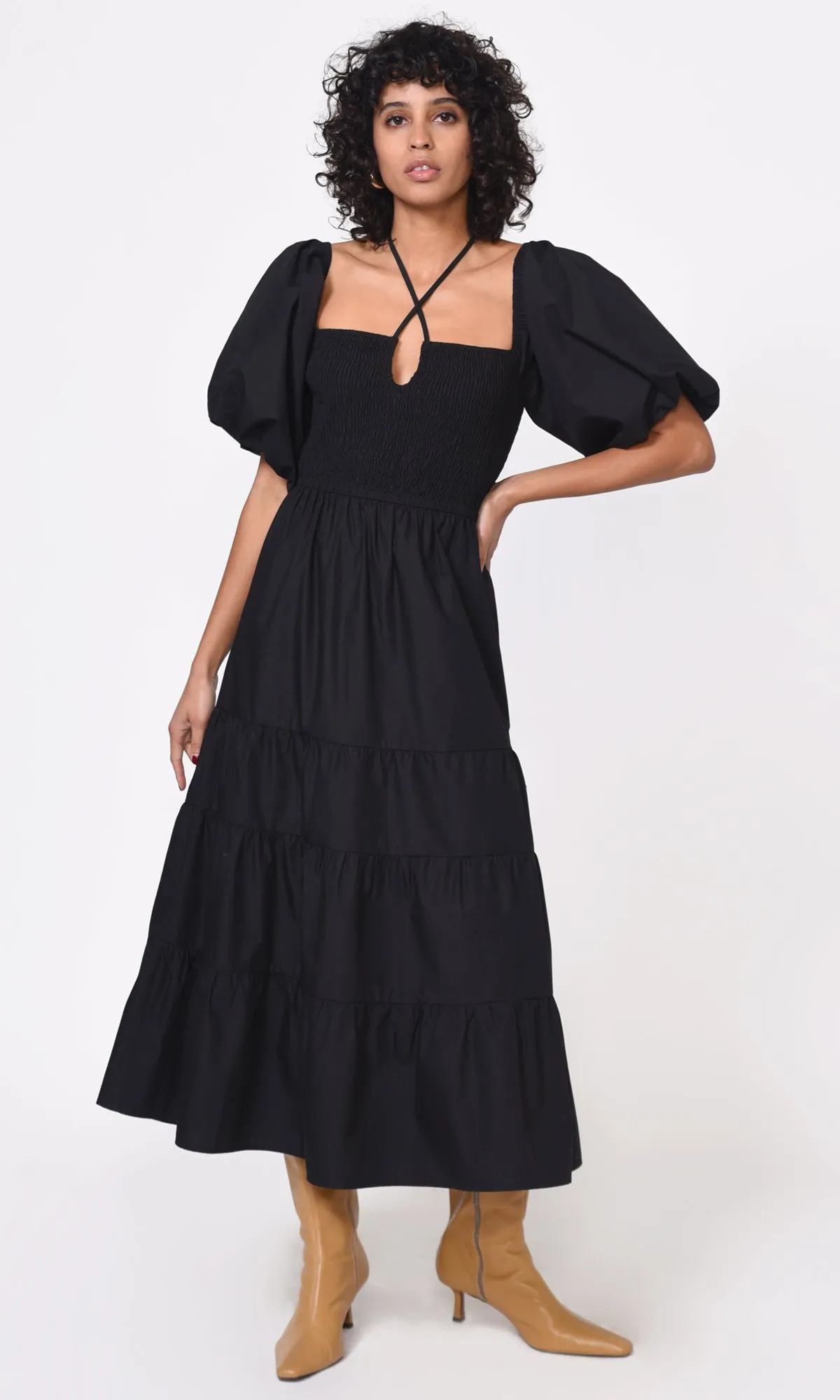 Cara Smocked Halter Poplin Dress Bodycon Style