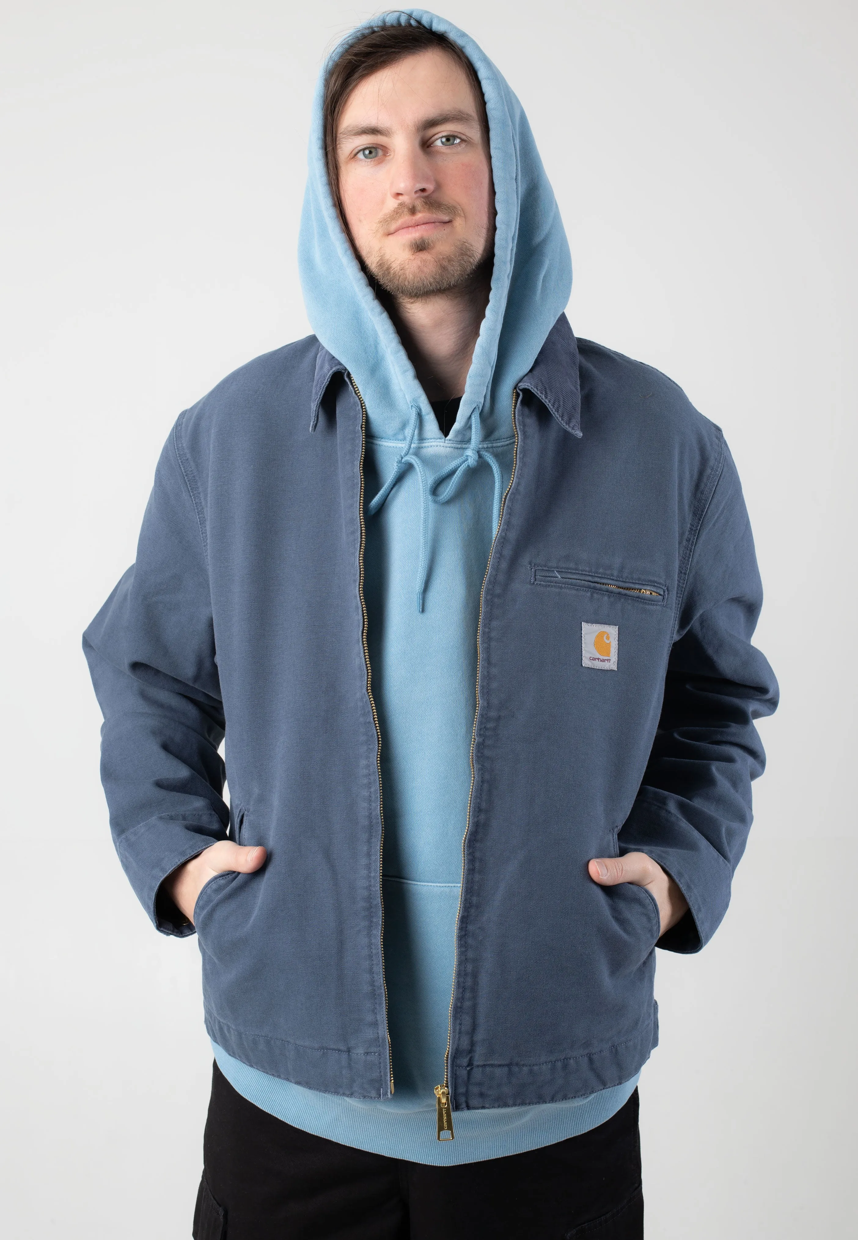 Spring Retro Carhartt WIP - Detroit Stone Canvas Dusky Blue/Dusky Blue - Jacket