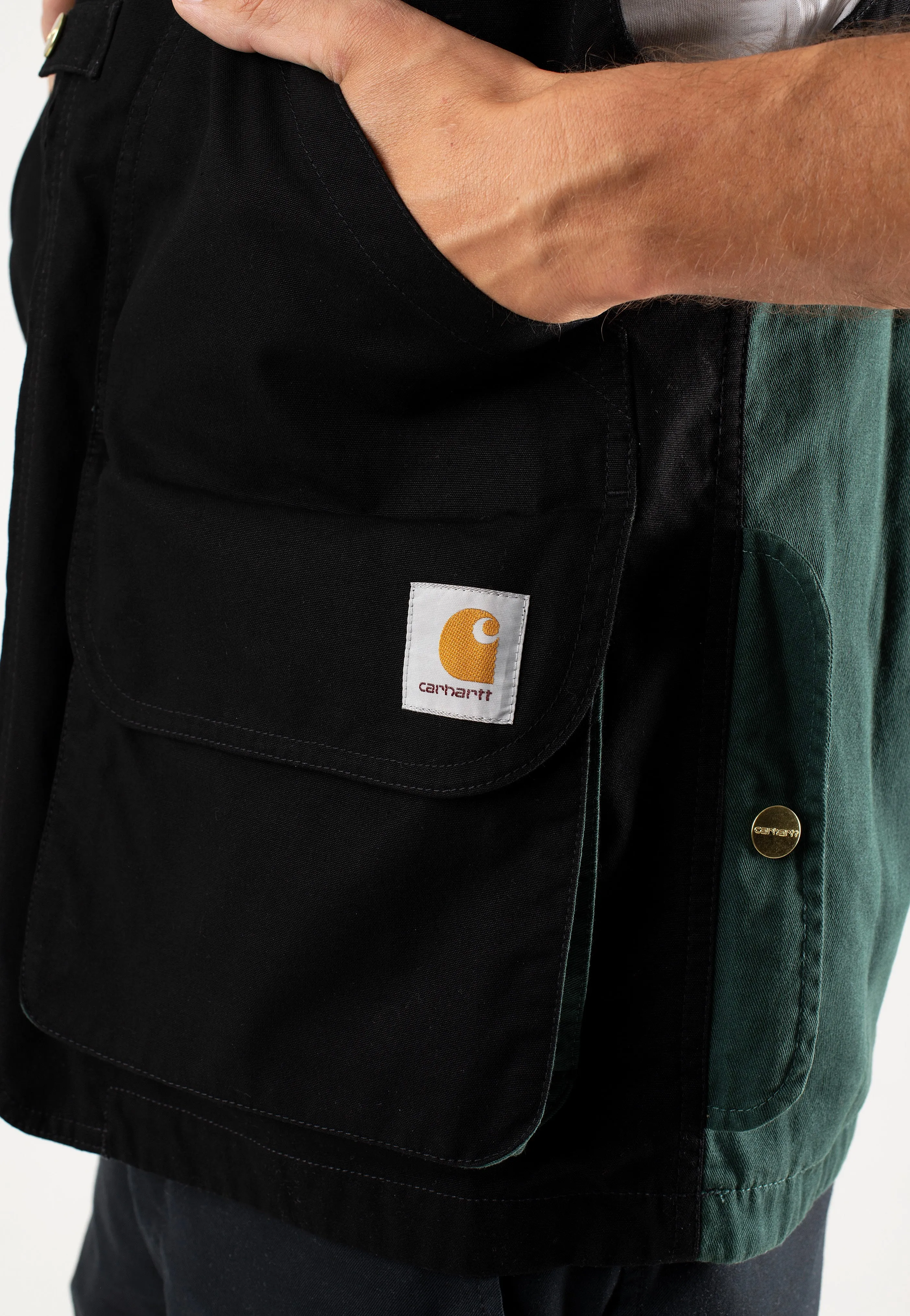 Carhartt WIP - Heston Heavy Stone Wash Black/Discovery Green - Vest Neo bohemian vibes