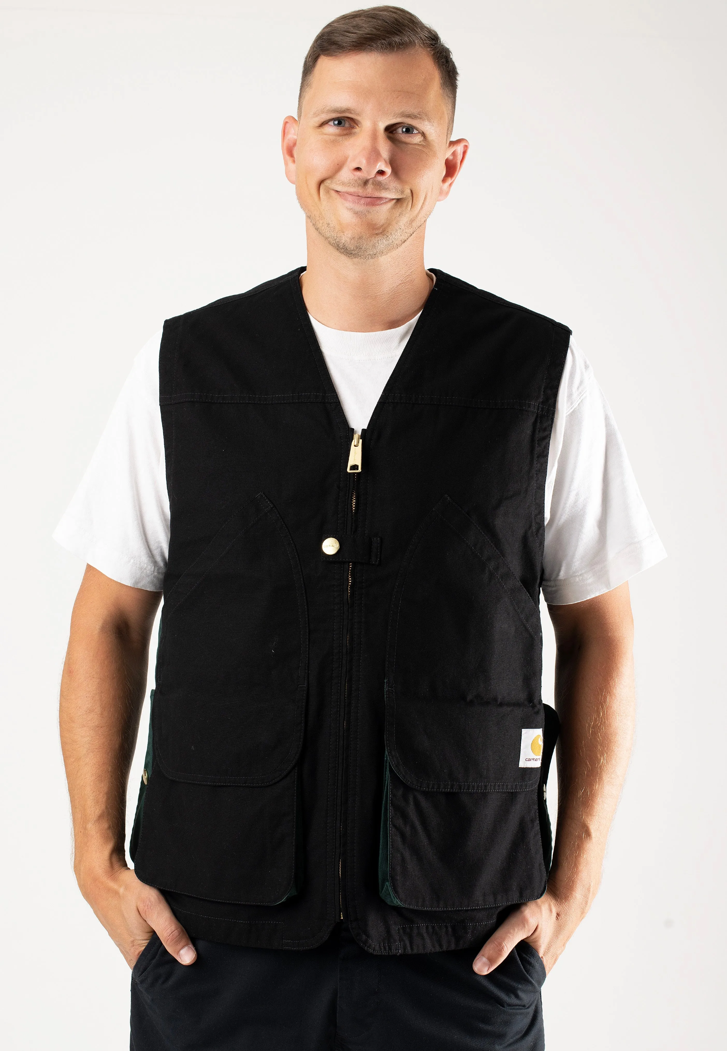 Unveil Prize Carhartt WIP - Heston Heavy Stone Wash Black/Discovery Green - Vest