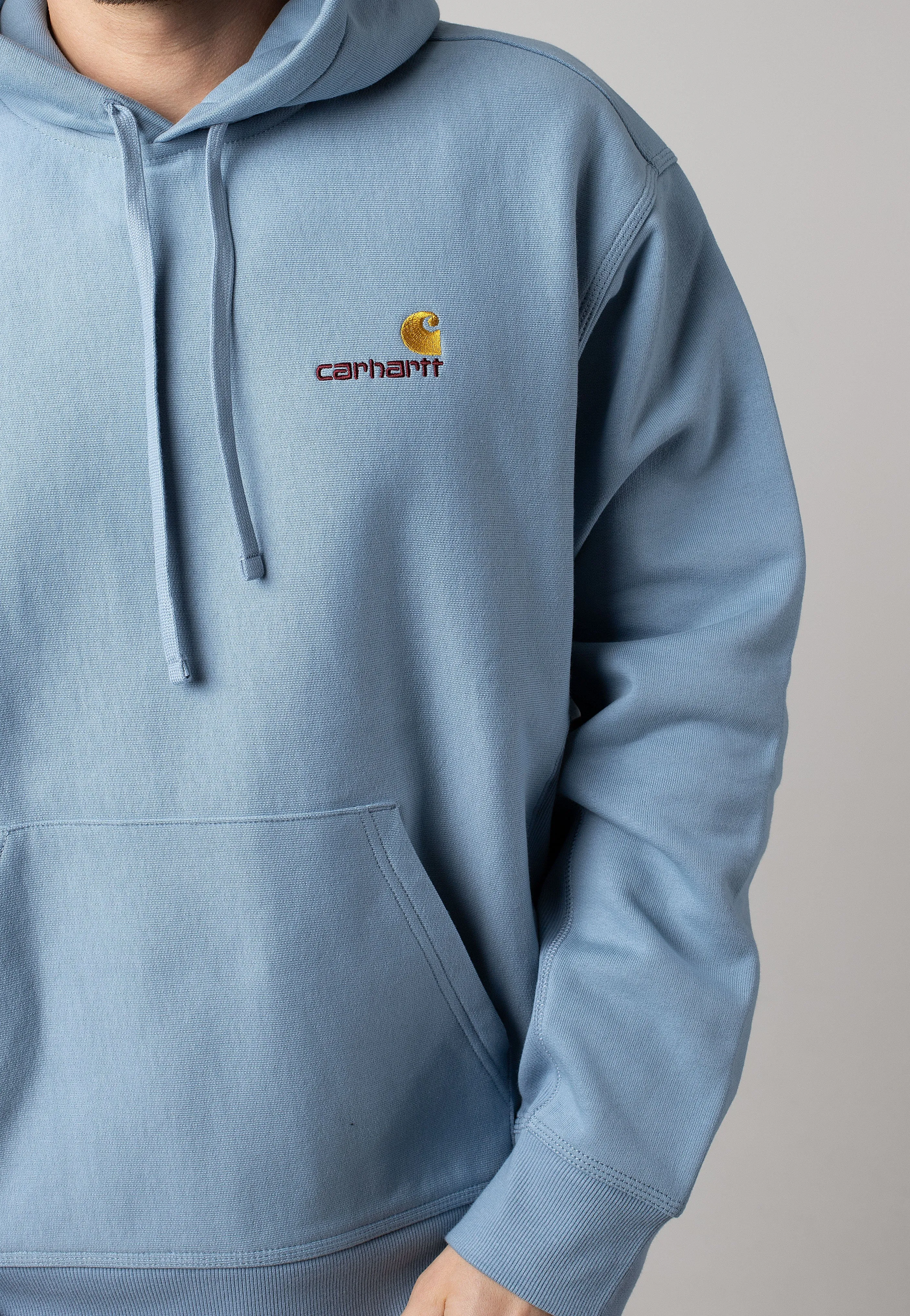 Carhartt WIP - Hooded American Script Frosted Blue - Hoodie Wind Resistant