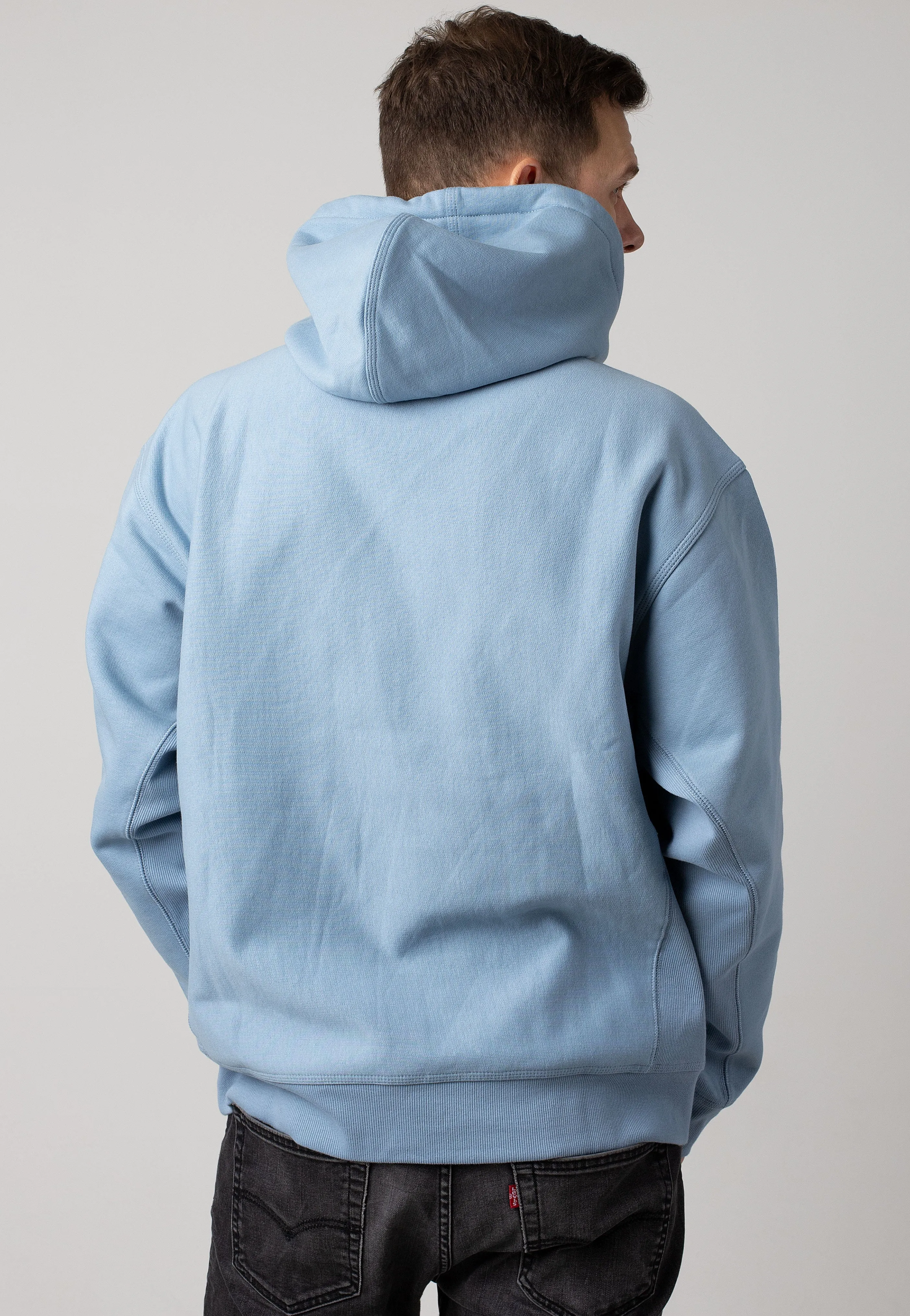 Carhartt WIP - Hooded American Script Frosted Blue - Hoodie Wind Resistant