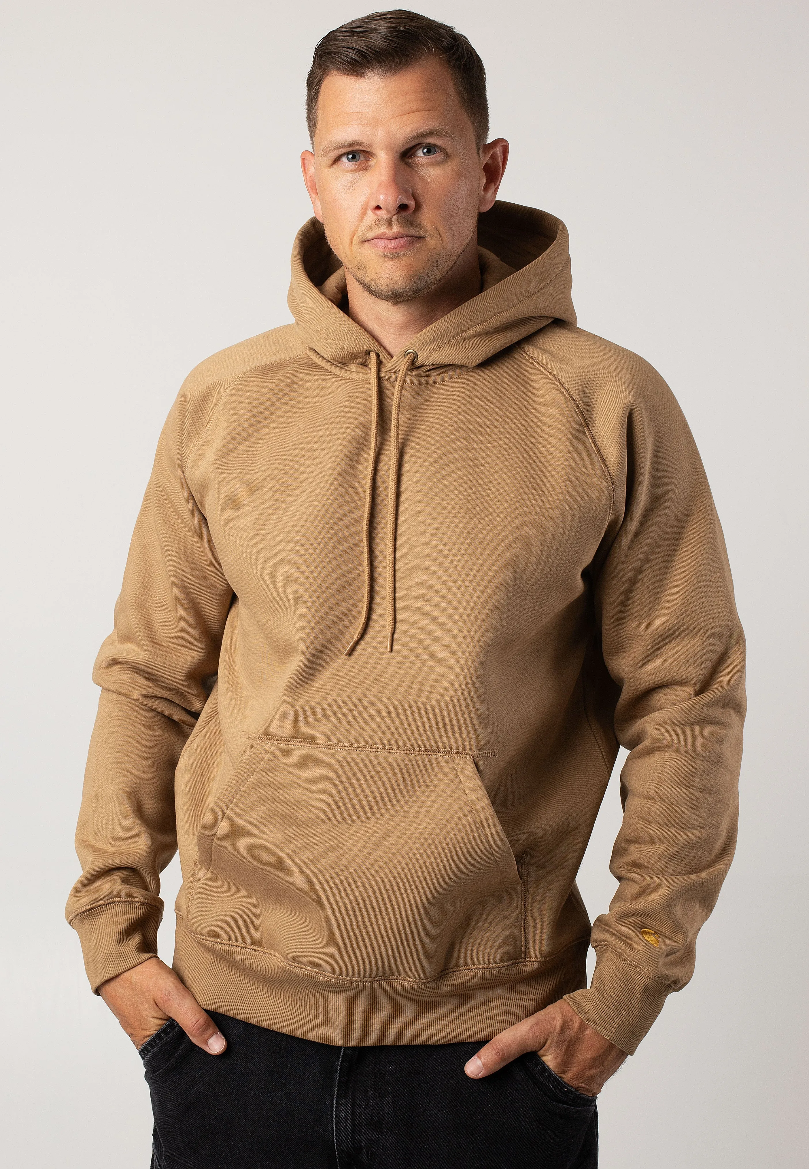 Carhartt WIP - Hooded Chase Peanut/Gold - Hoodie checkered pattern