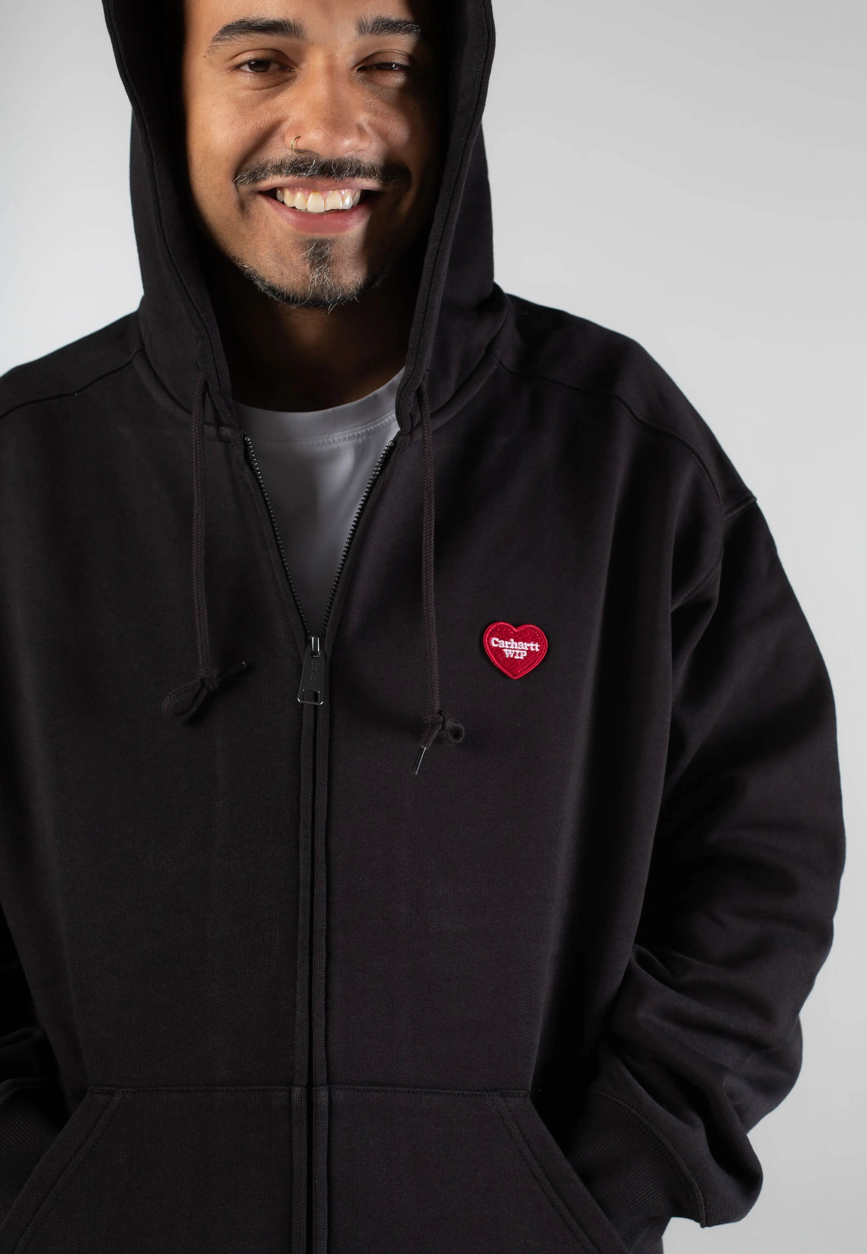 Carhartt WIP - Hooded Heart II Hartt Sweat Black - Jacket Poplin fabric