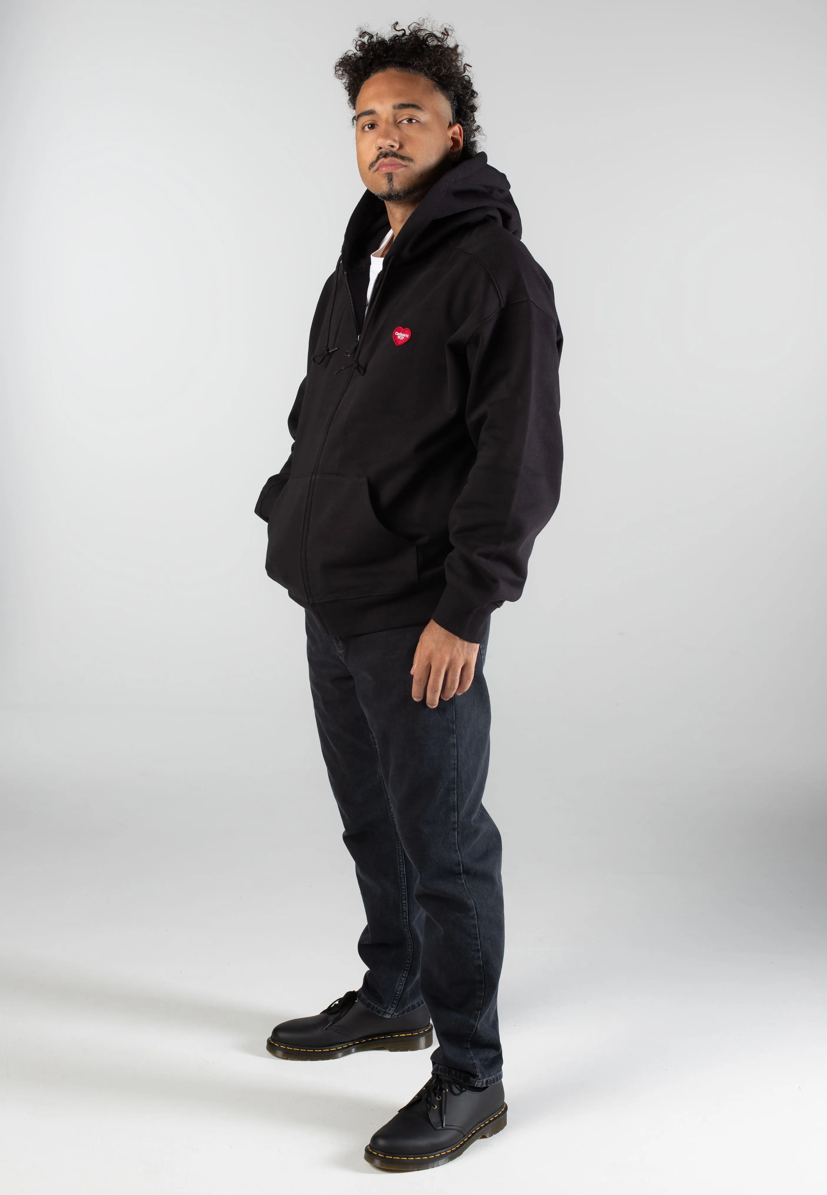 Carhartt WIP - Hooded Heart II Hartt Sweat Black - Jacket Poplin fabric