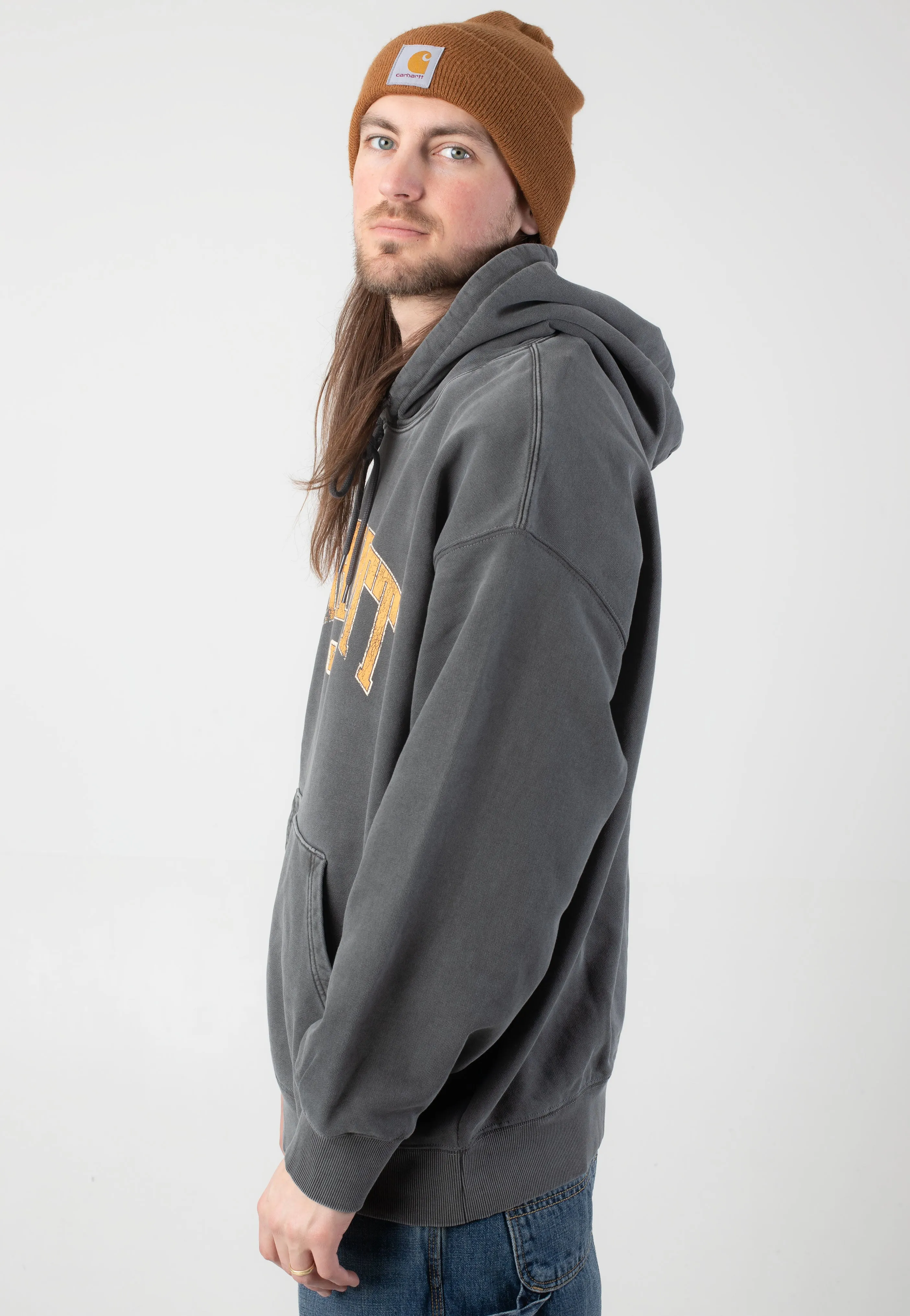 Carhartt WIP - Hooded Library Garment Dyed Black - Hoodie Compact Design
