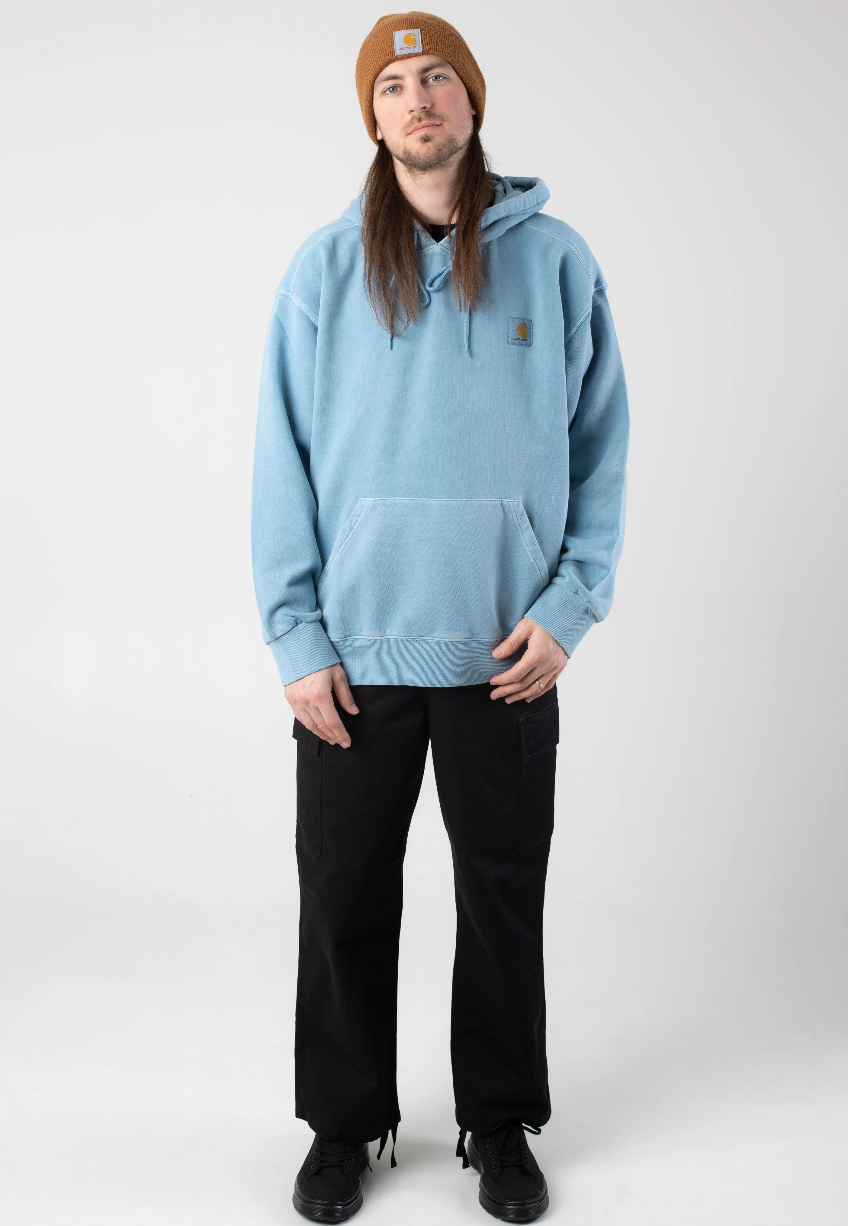 Carhartt WIP - Hooded Nelson Garment Dyed Clay Blue - Hoodie Cozy Wave