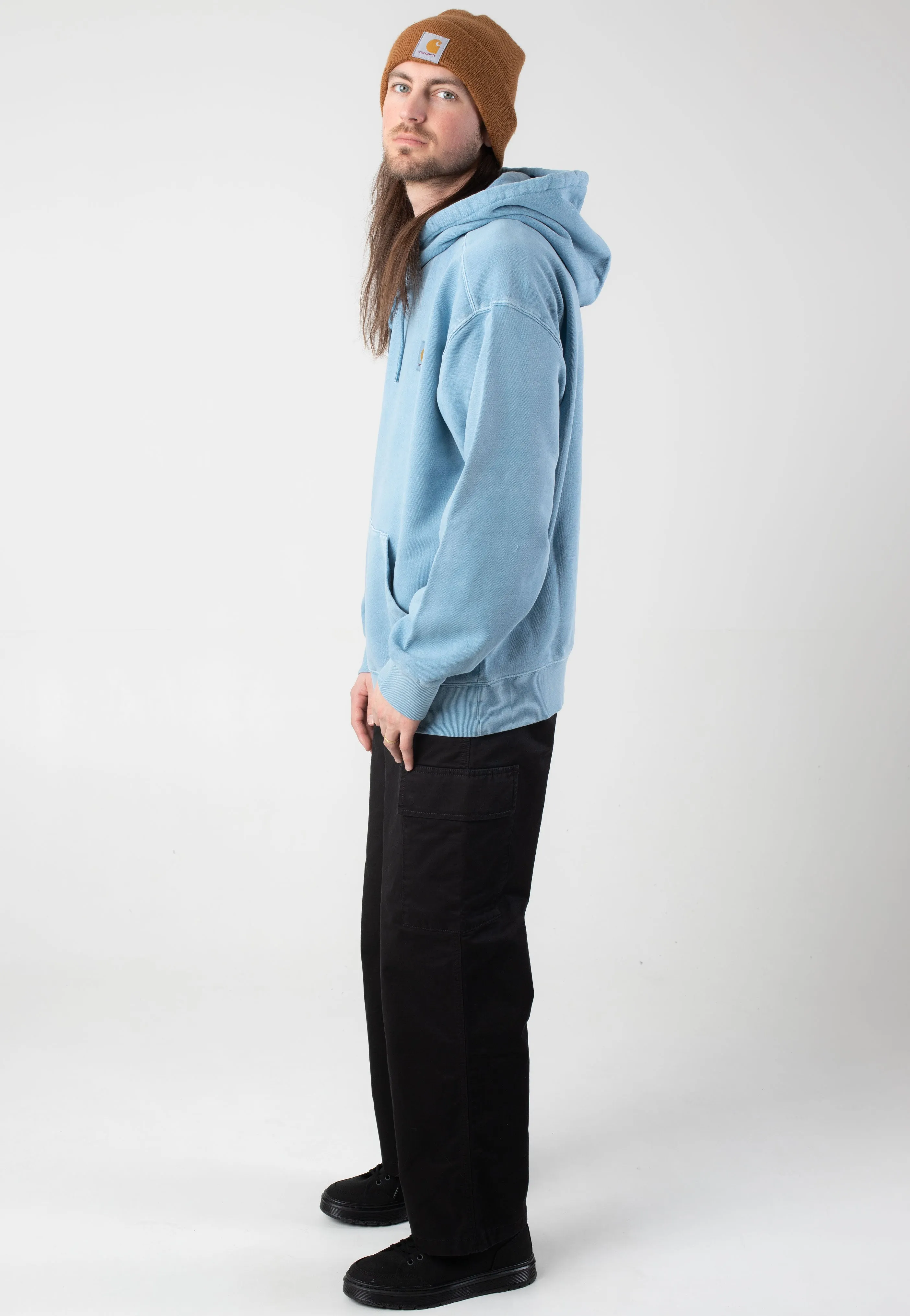 Carhartt WIP - Hooded Nelson Garment Dyed Clay Blue - Hoodie Cozy Wave