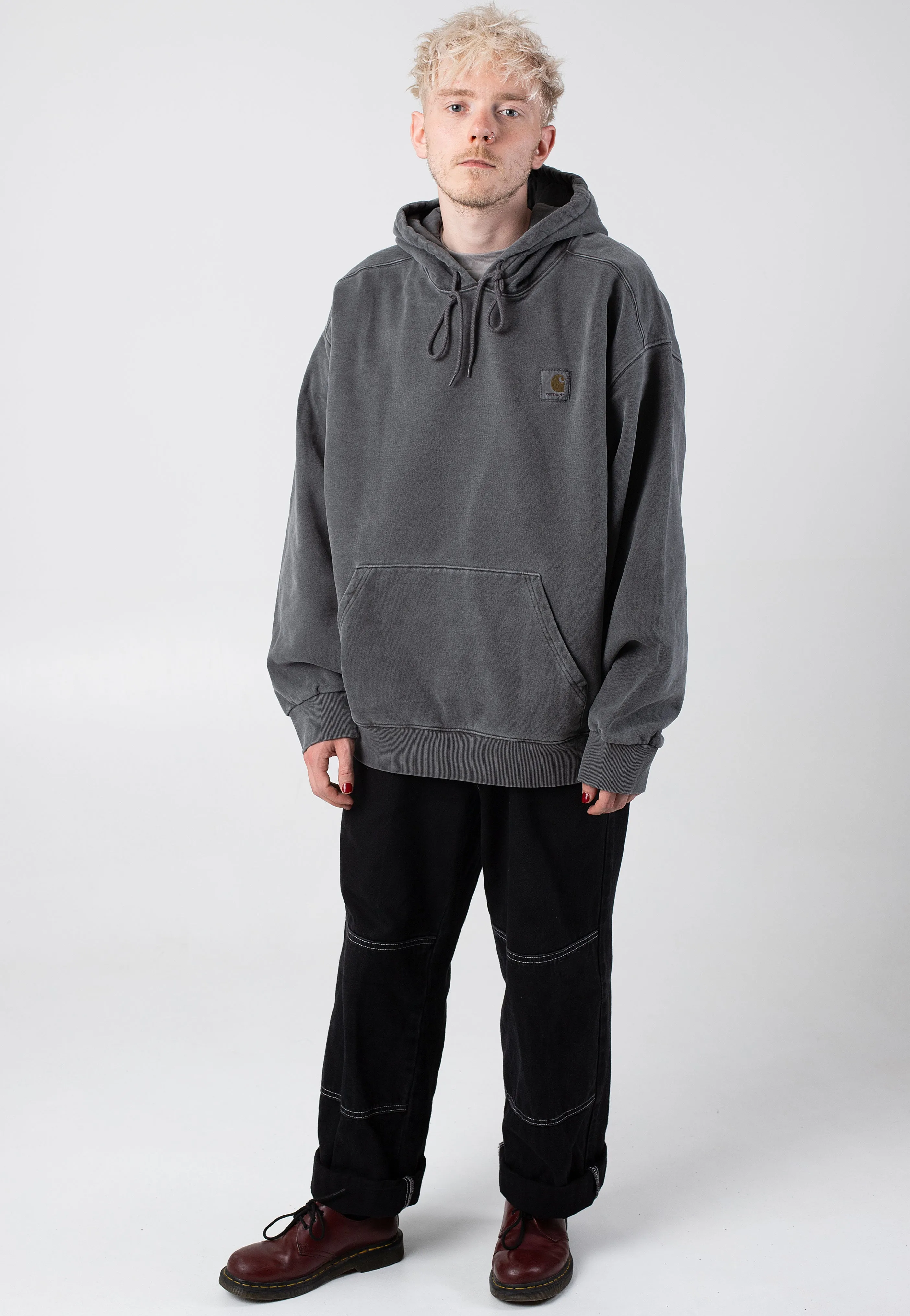 Carhartt WIP - Hooded Vista Garment Dyed Graphite - Hoodie Everyday Fit