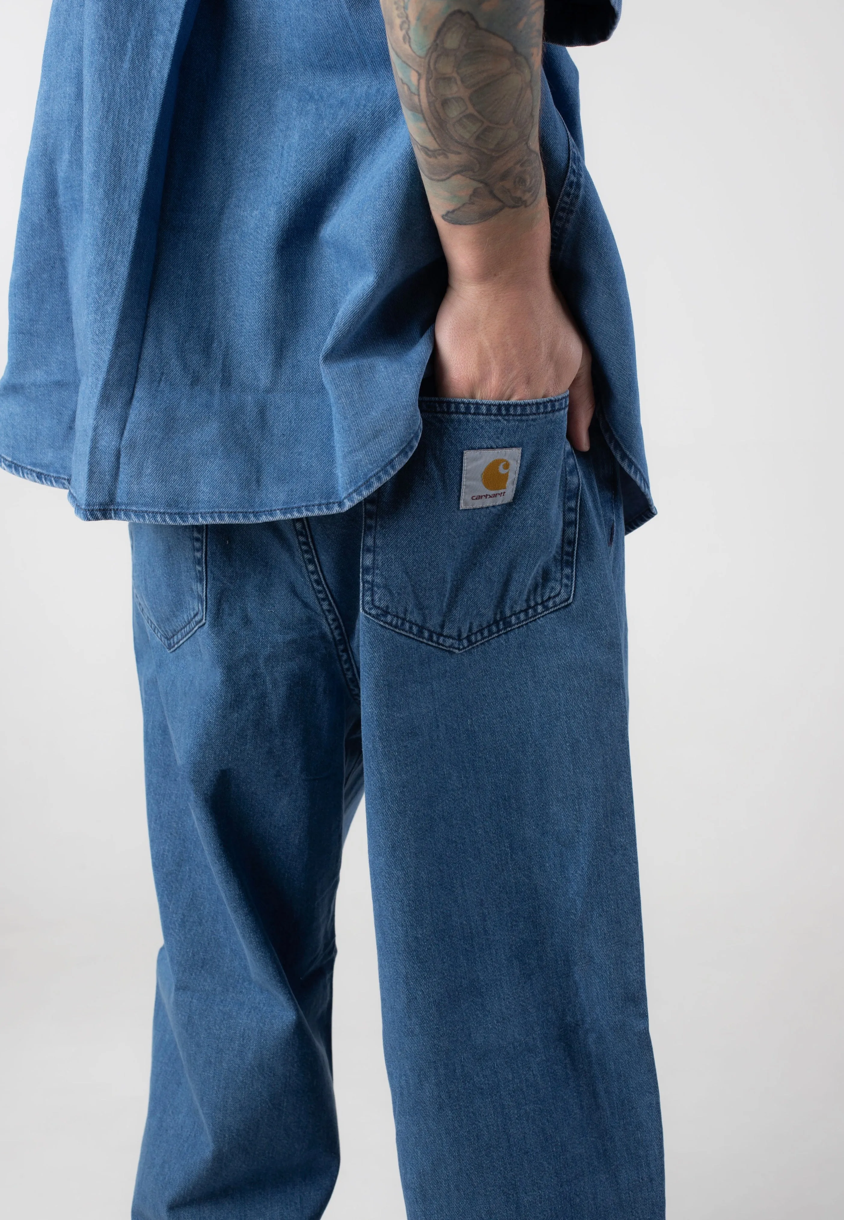 Carhartt WIP - Lucas Stone Washed Blue - Pants Vibrant Aura