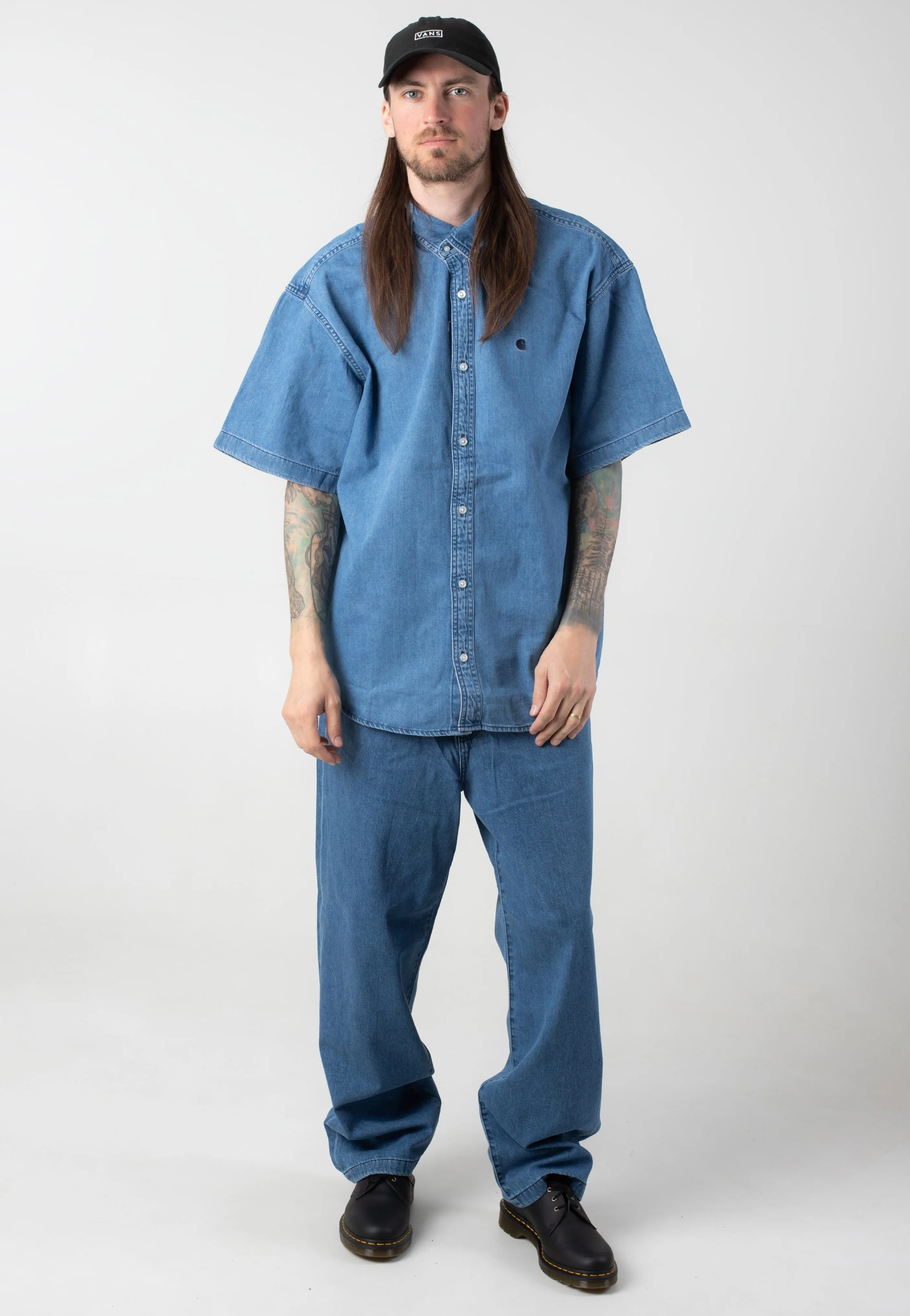 Carhartt WIP - Lucas Stone Washed Blue - Pants Vibrant Aura