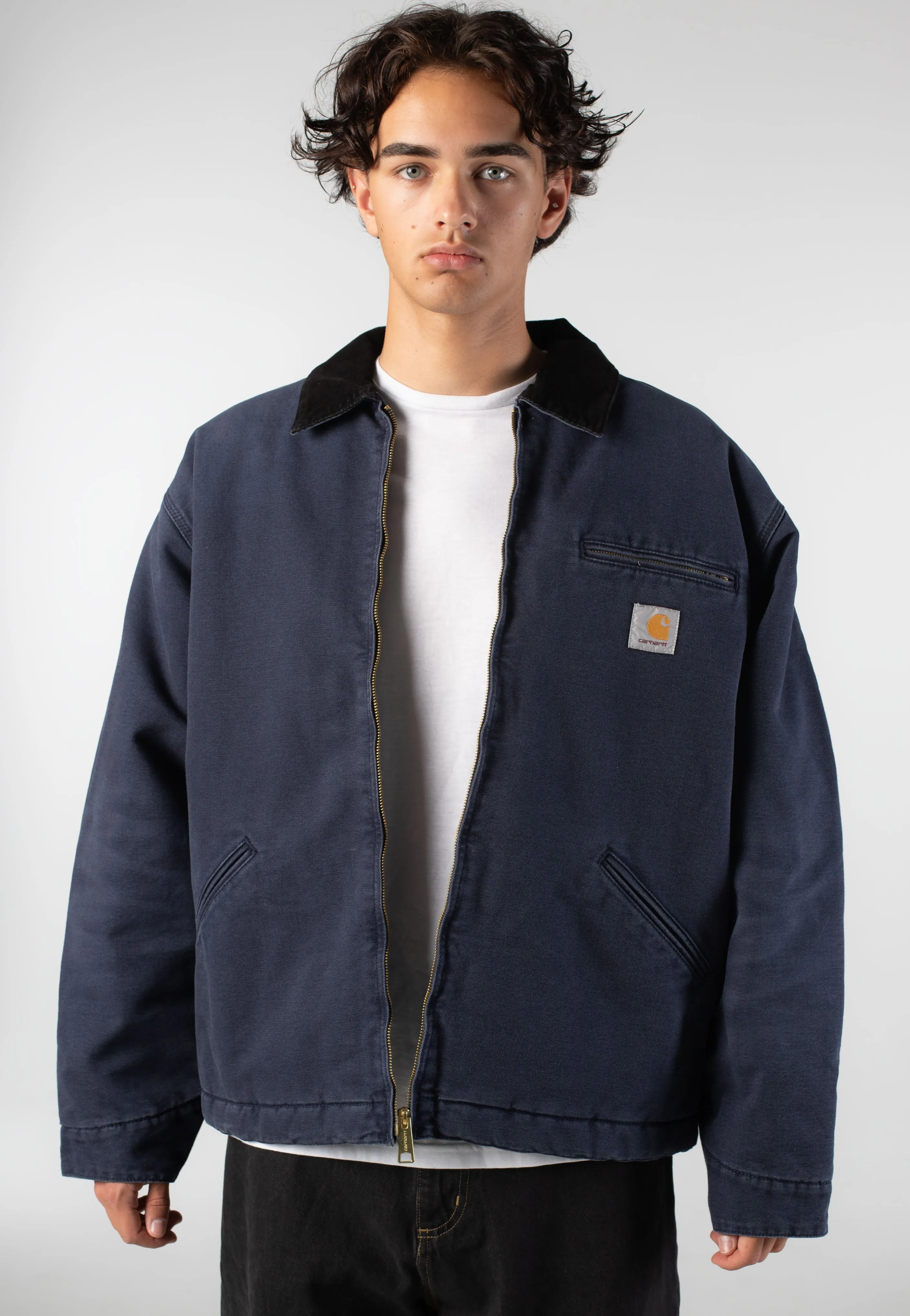 Carhartt WIP - OG Detroit Stone Canvas Dark Navy/Black - Jacket Medieval looks