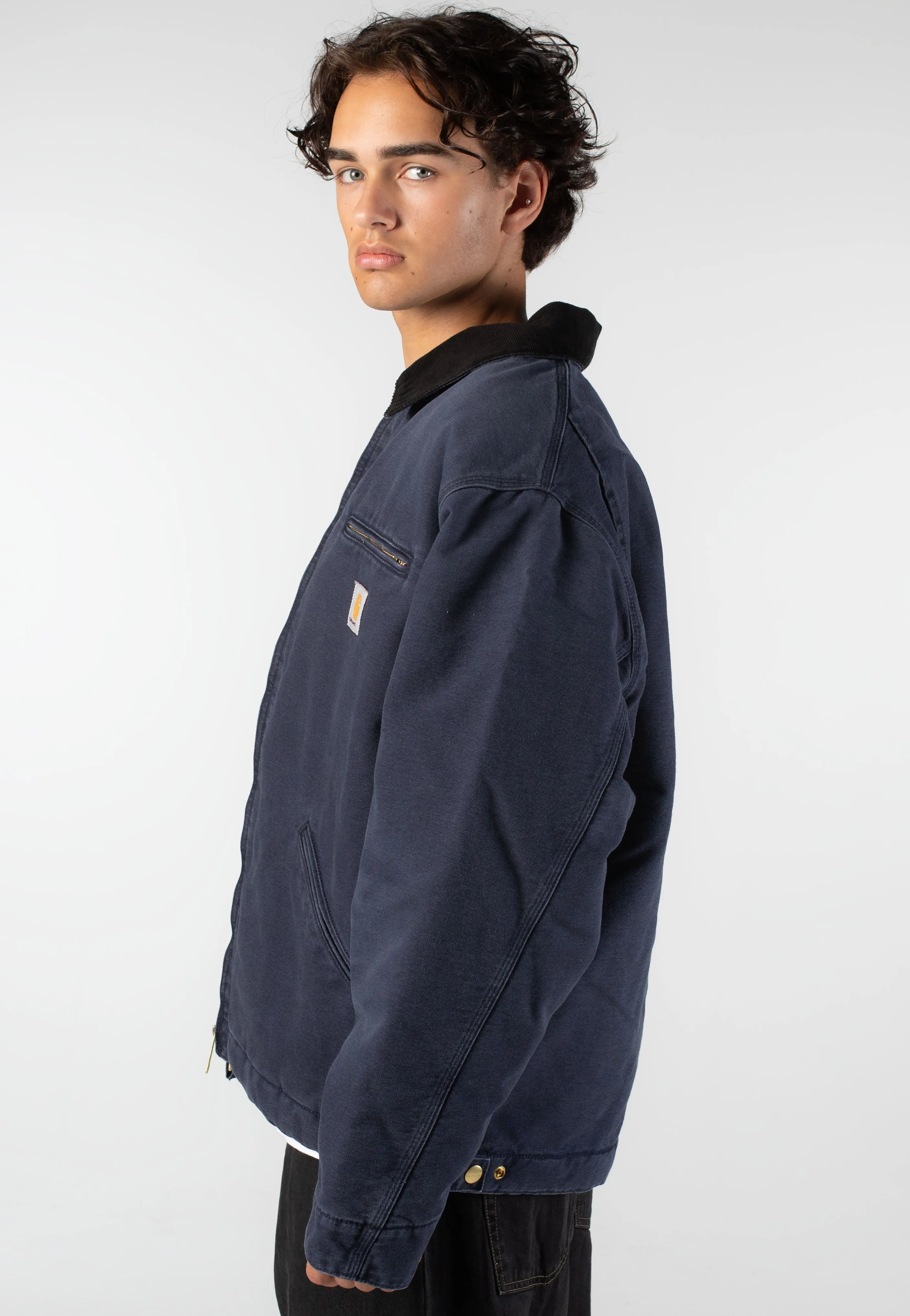 Carhartt WIP - OG Detroit Stone Canvas Dark Navy/Black - Jacket Medieval looks
