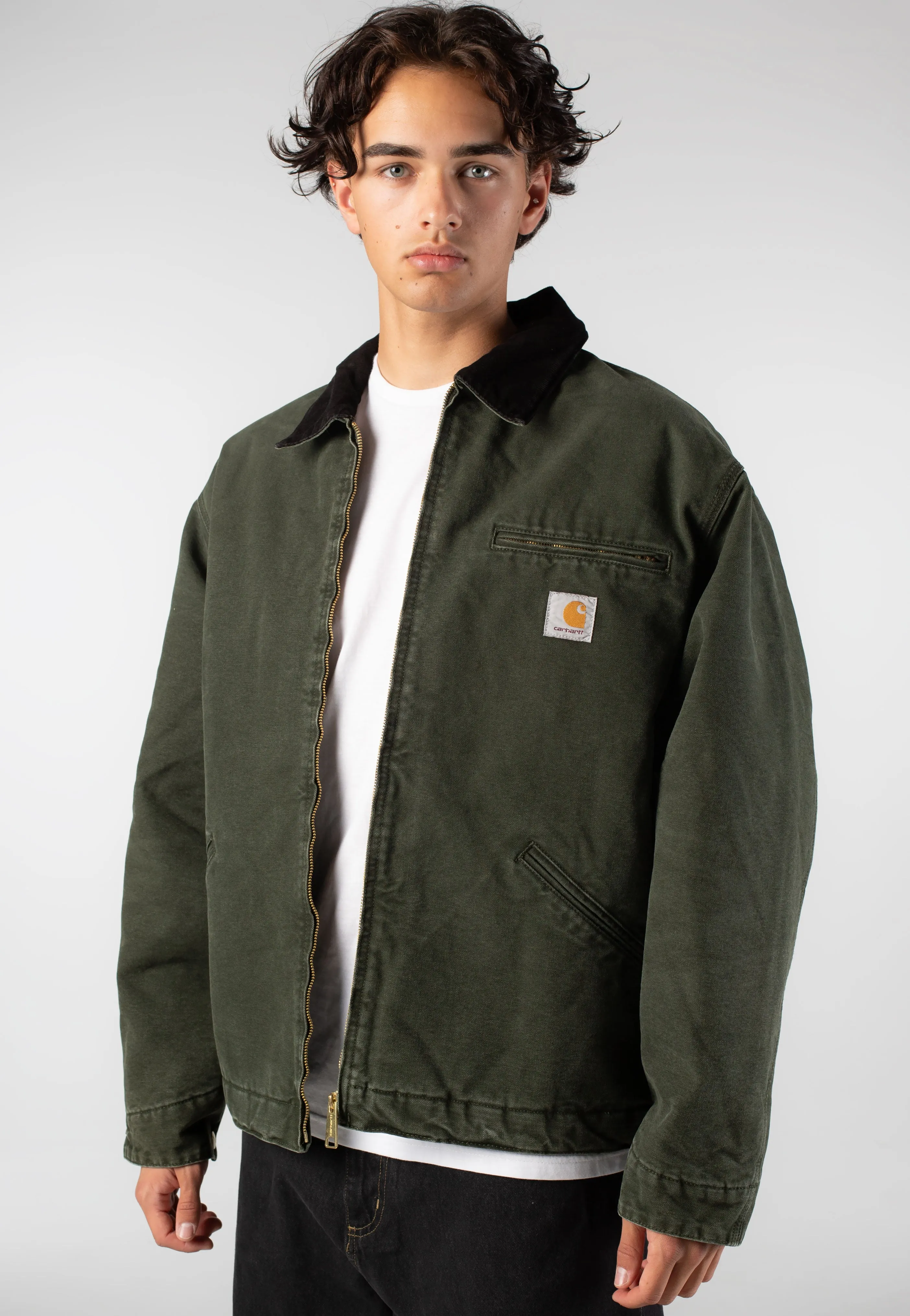 Carhartt WIP - OG Detroit Stone Canvas Olive/Black - Jacket Loose-fit Suspenders