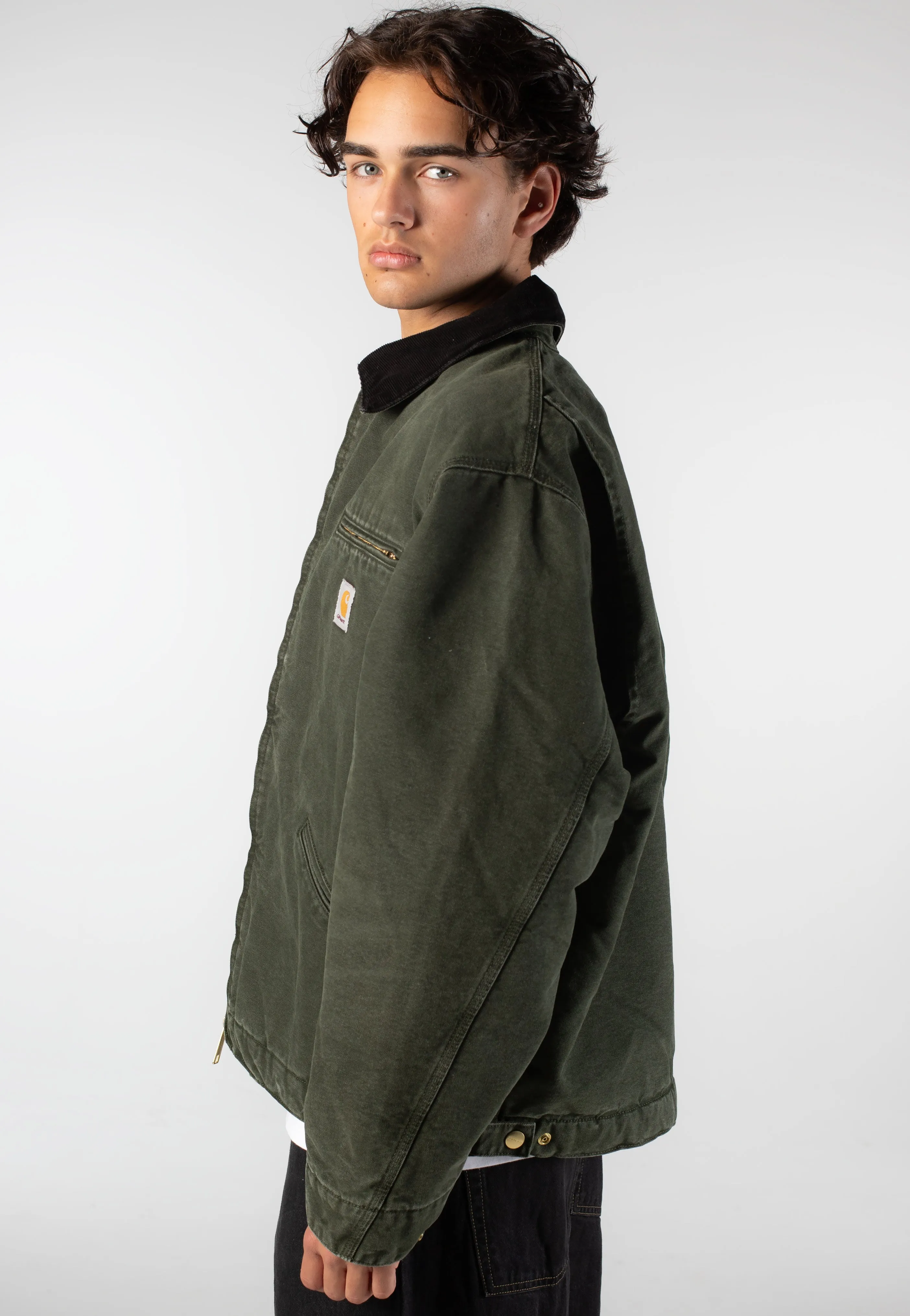 Carhartt WIP - OG Detroit Stone Canvas Olive/Black - Jacket Designer looks
