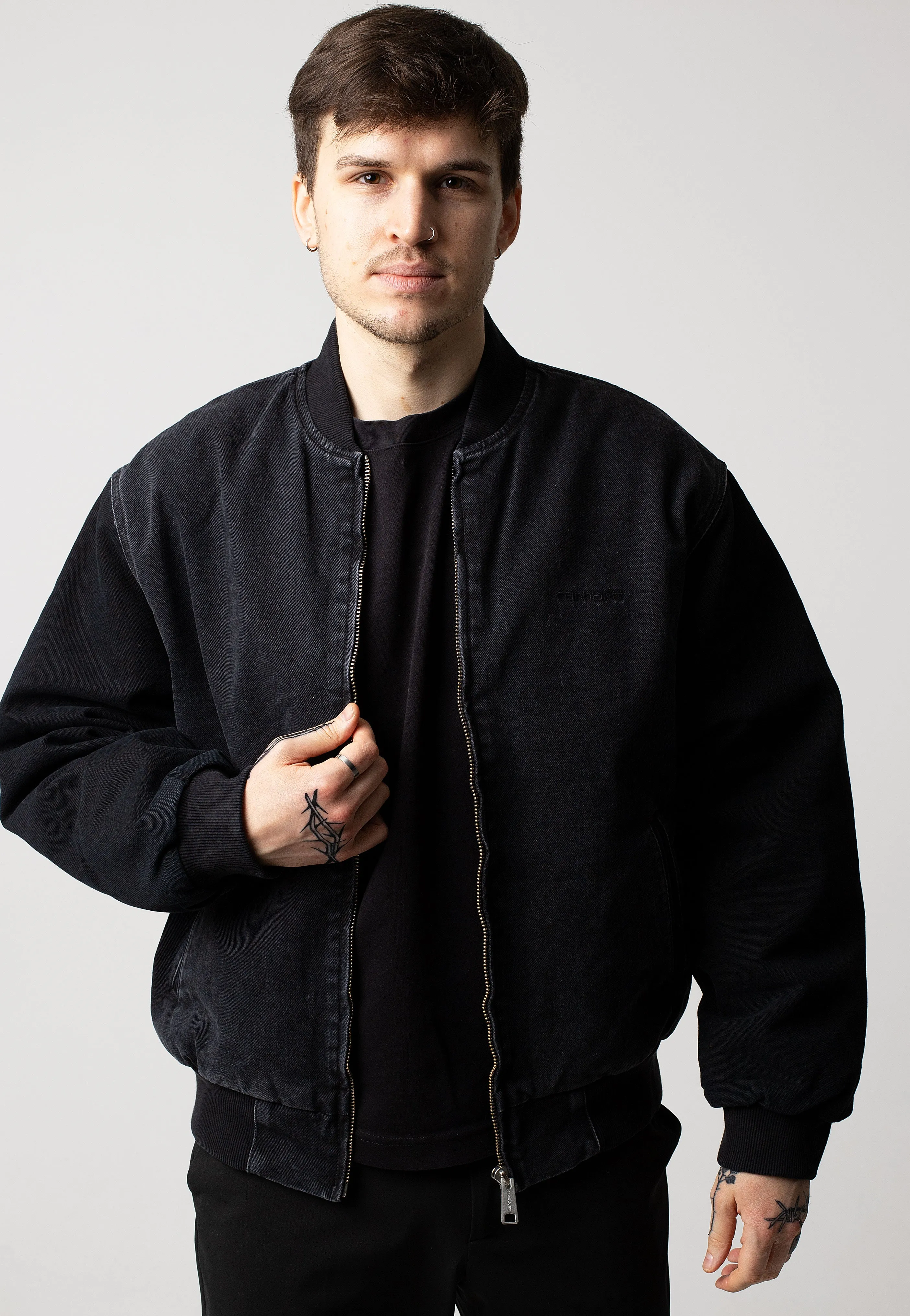 Carhartt WIP - Paxon Bomber Stone Washed Black/Black - Jacket Dress Shoes