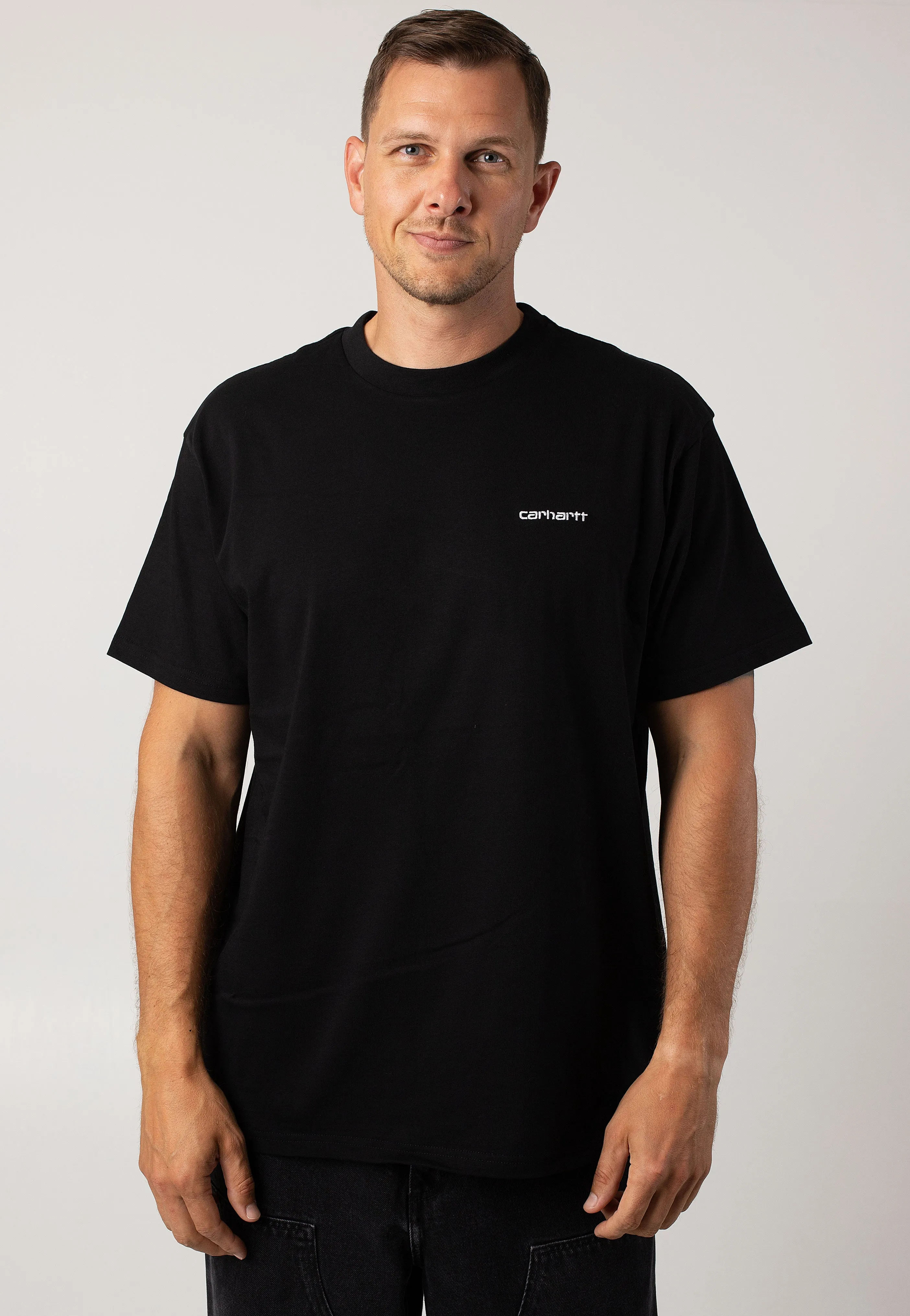Versatile Fit Relaxing Fit Carhartt WIP - Script Embroidery Black / White - T-Shirt