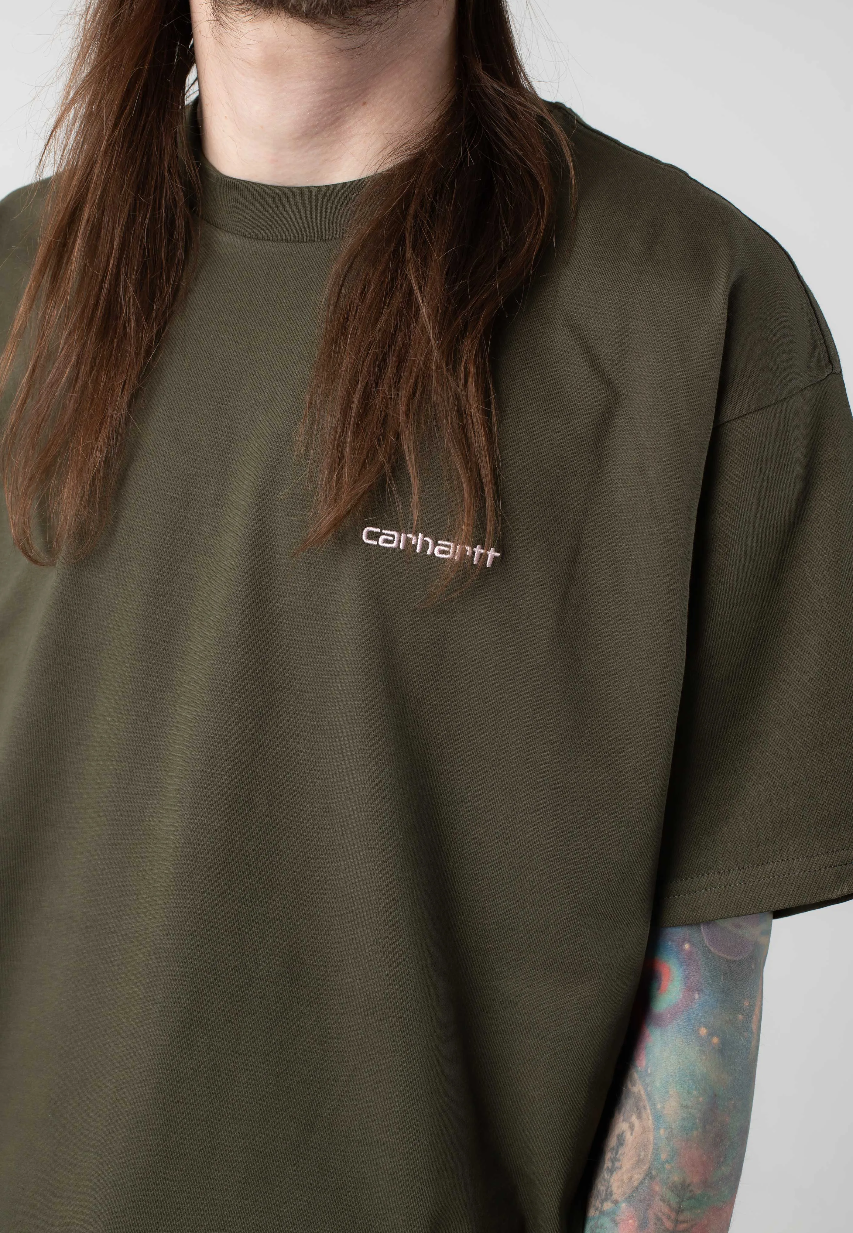 Carhartt WIP - Script Embroidery Turtle/Air Pink - T-Shirt Versatile Style