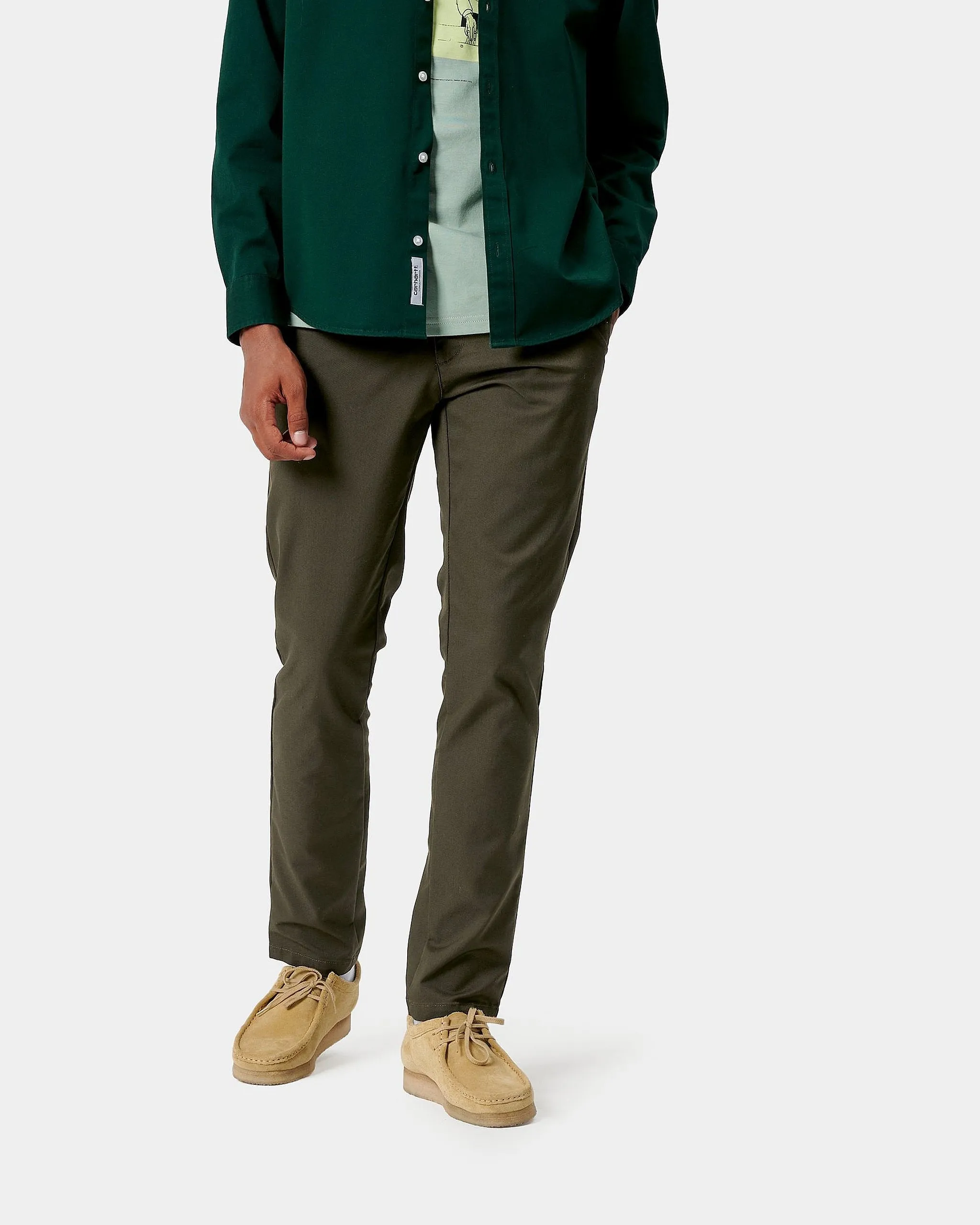 Carhartt WIP Sid Pant Slim Tapered Mens Chinos - Cypress Rinsed | Carhartt WIP Chinos & Non-Denim Pants | JEANSTORE