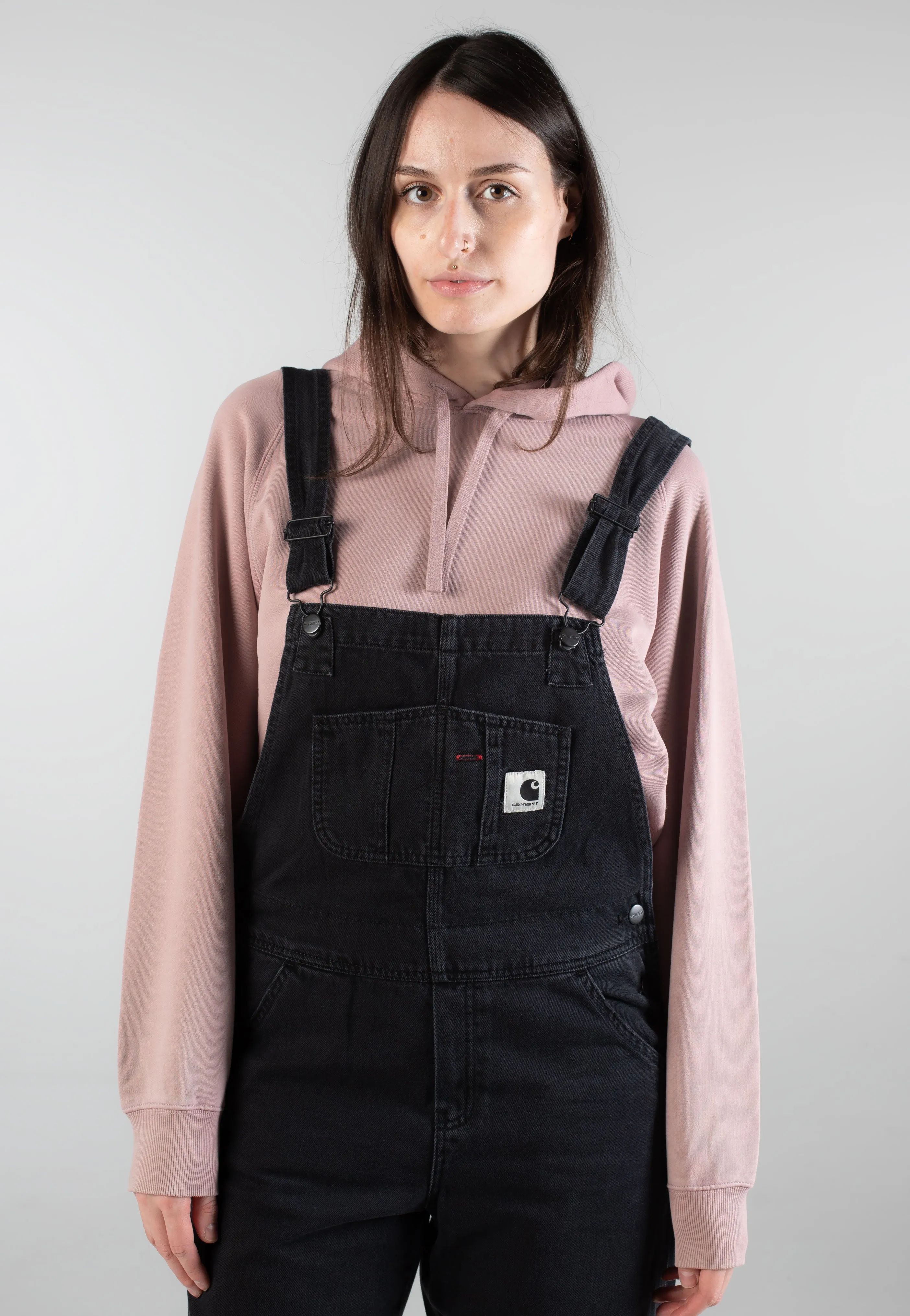 Carhartt WIP - W' Bib Overall Straight Stone Washed Black - Dungarees Fashionable Cut