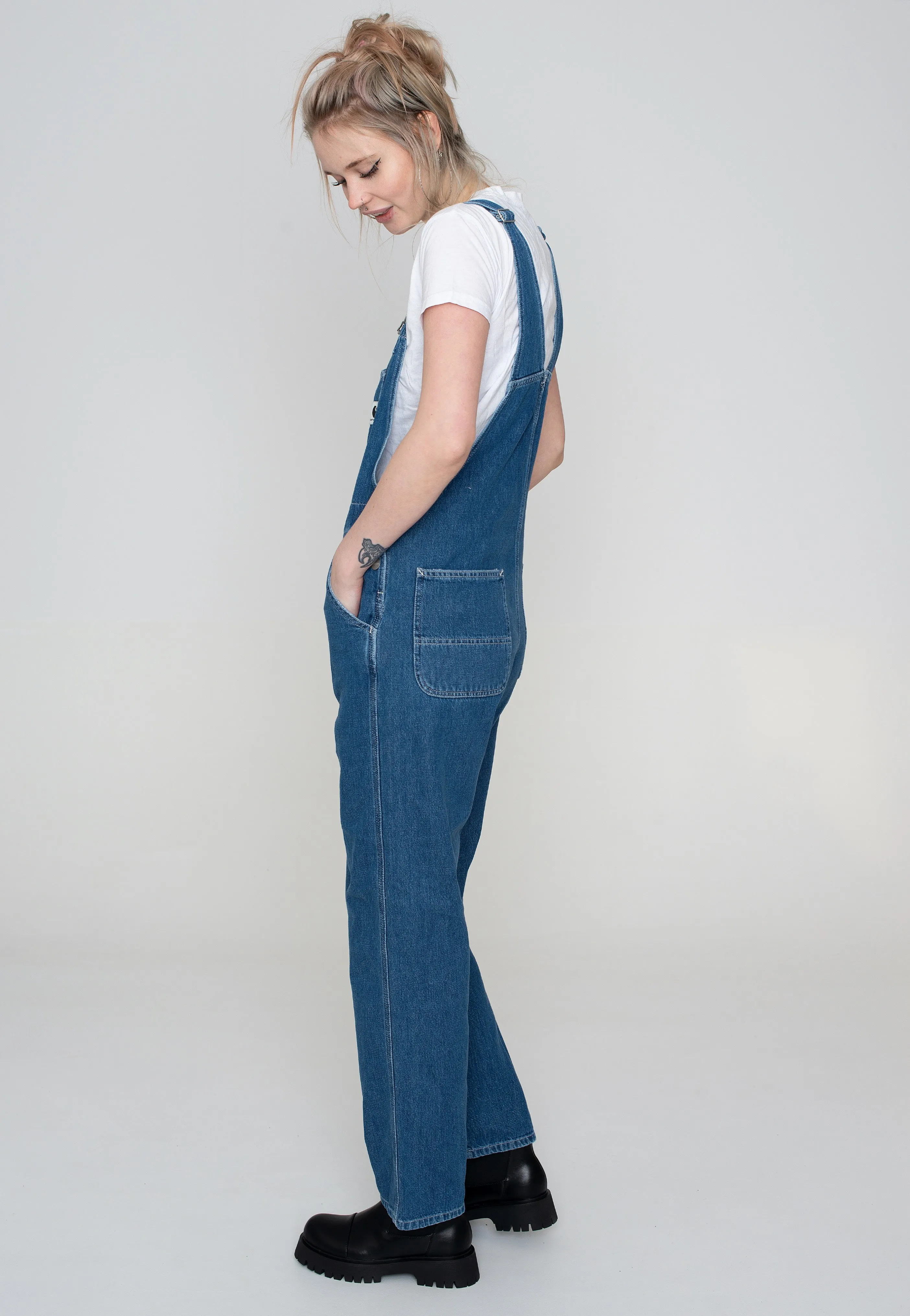 Carhartt WIP - W' Bib Overall Straight Stone Washed Blue - Dungarees premium fabric