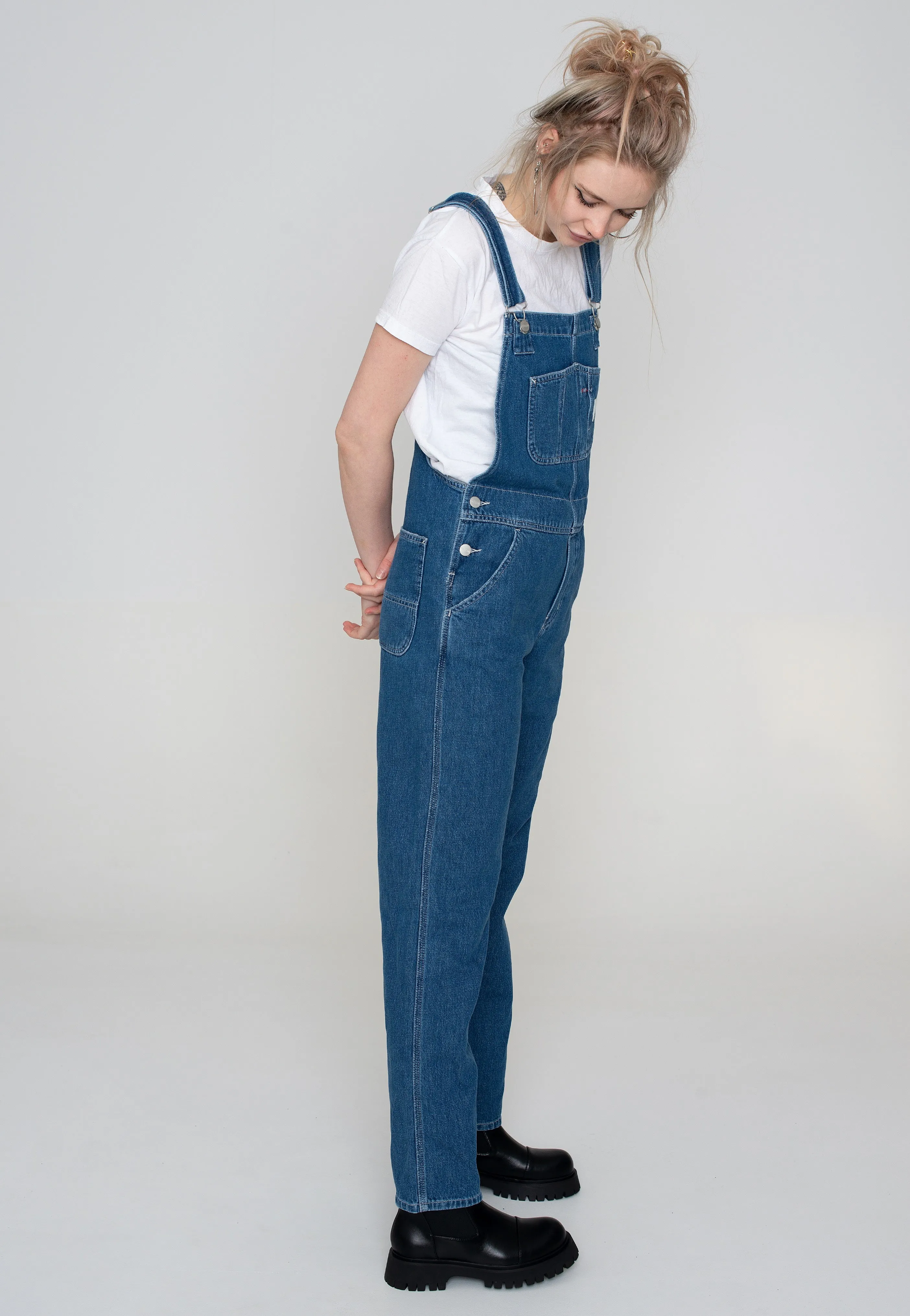 Carhartt WIP - W' Bib Overall Straight Stone Washed Blue - Dungarees premium fabric