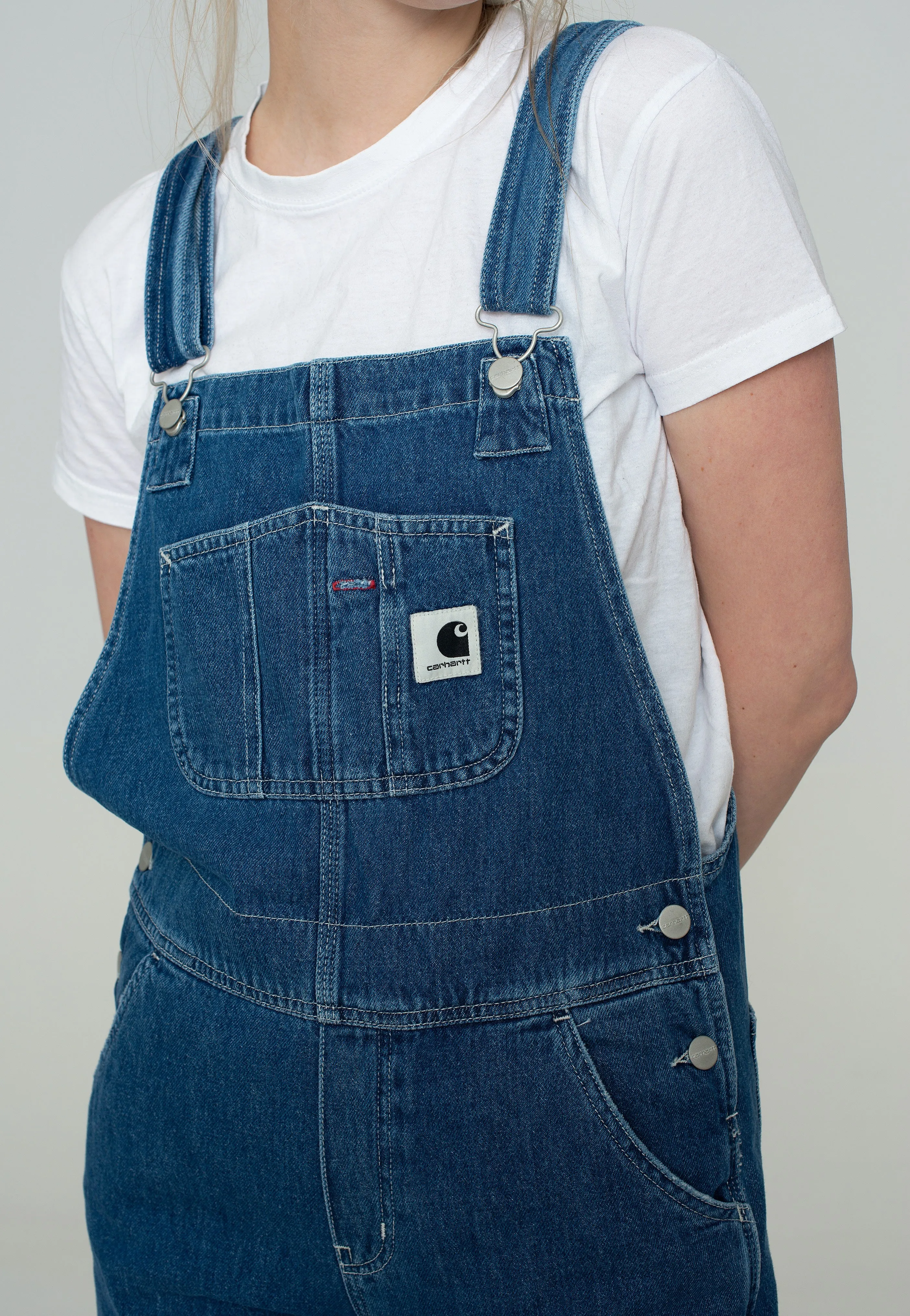 Carhartt WIP - W' Bib Overall Straight Stone Washed Blue - Dungarees premium fabric
